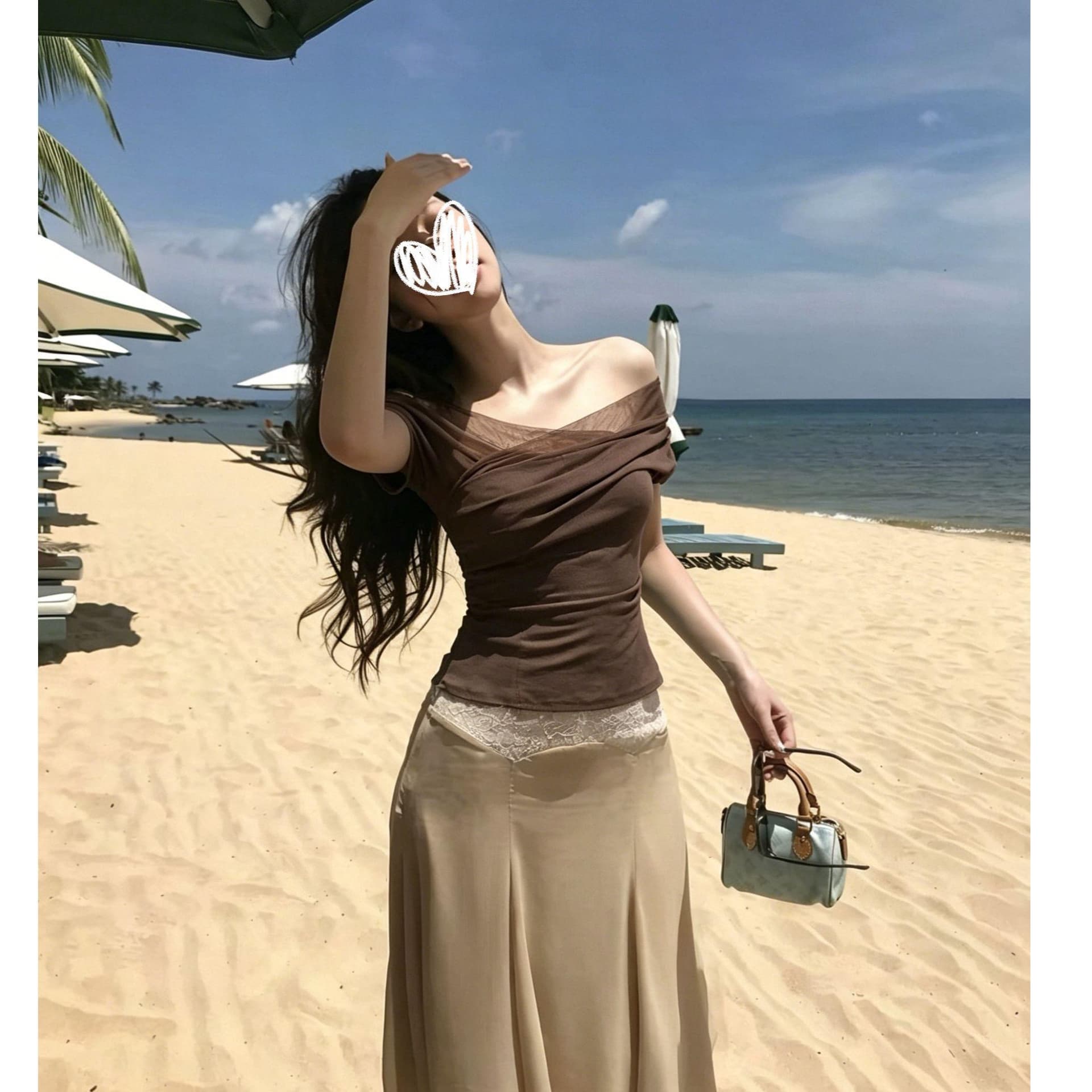 40 차가운 실크 코튼 원본 것 여름 새로운 프랑스식 십자가 디자인 센스 핫걸 순수한 욕망 몸매 가꾸기 맨위 상세 이미지 6