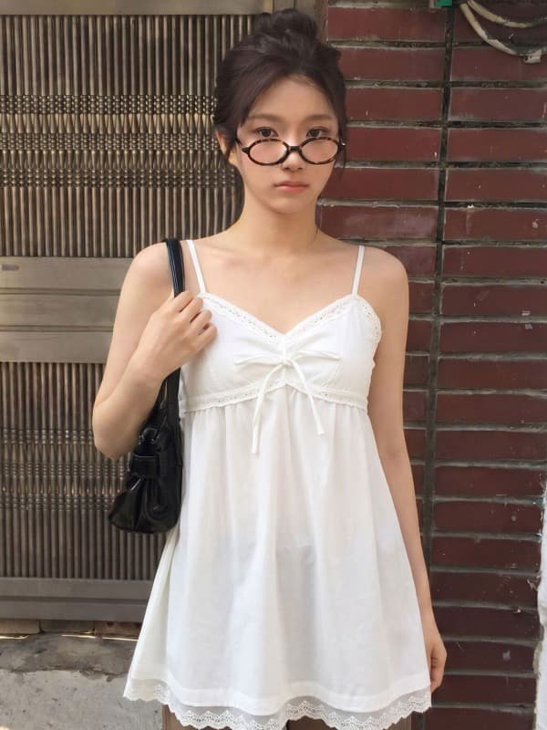 경관 그림 광저우 원본 원단 화이트 레이스 디자인 캐미솔 여름 새로운 루즈핏 맨위 상세 이미지 1