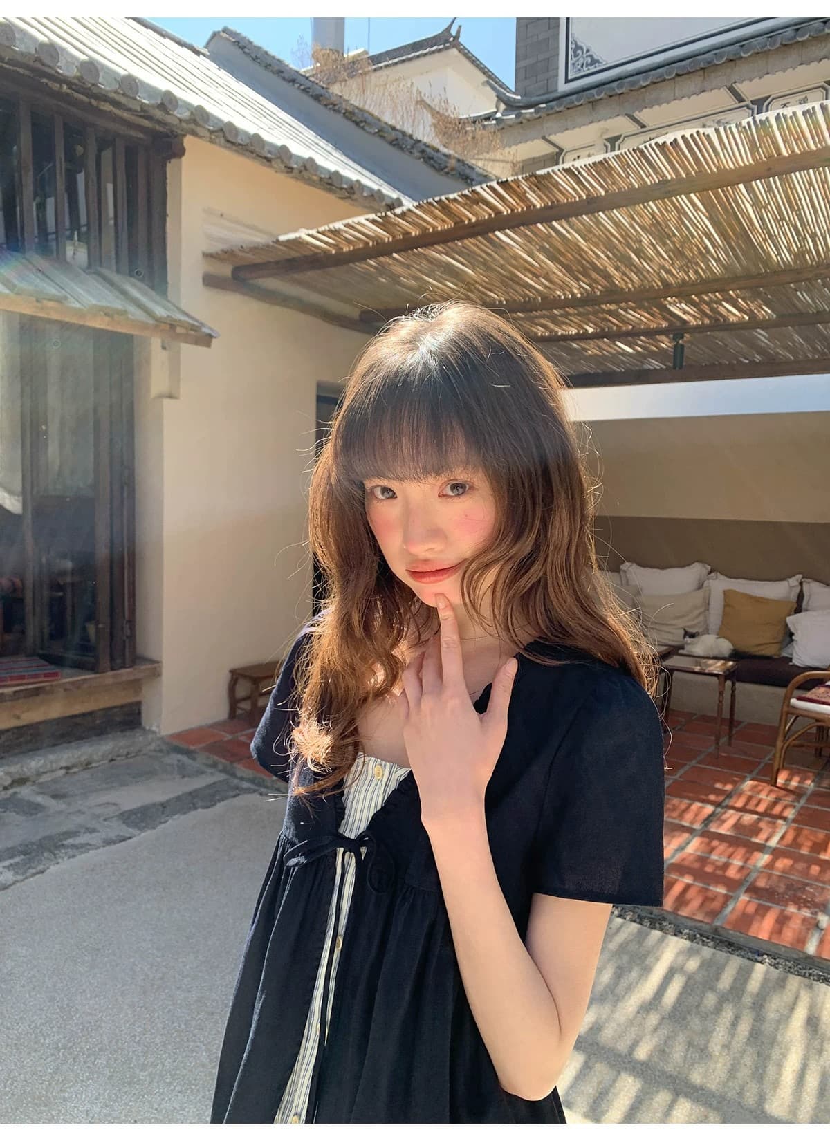원본 품질 페이크 레이어드 패치워크 반팔 여성 셔츠 여름 새로운 프릴 스트랩 작은 셔츠 디자인 센스 맨위 상세 이미지 10
