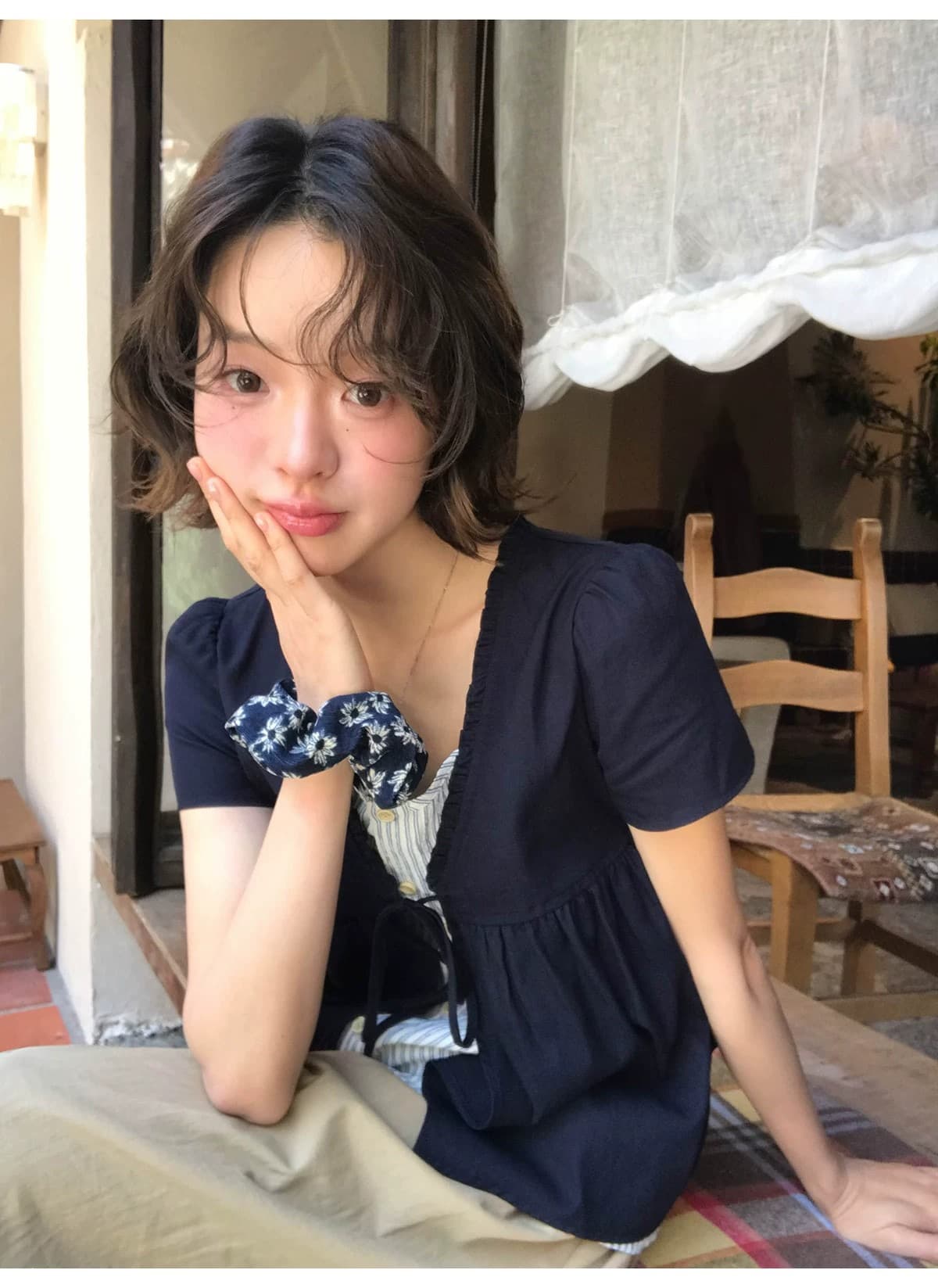 원본 품질 페이크 레이어드 패치워크 반팔 여성 셔츠 여름 새로운 프릴 스트랩 작은 셔츠 디자인 센스 맨위 상세 이미지 32