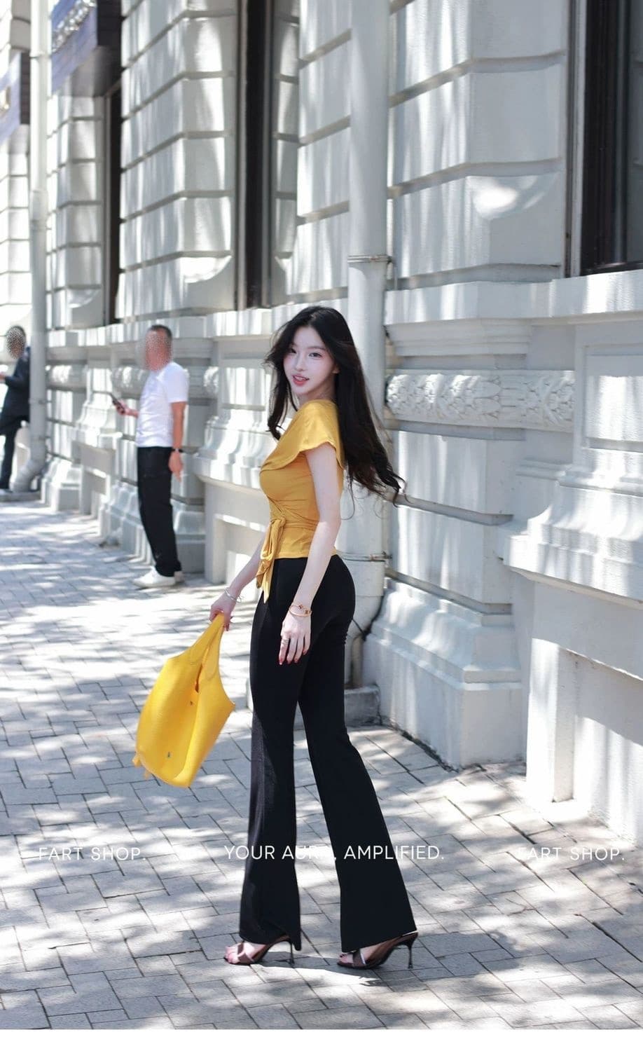 프랑스식 디자인 센스 V넥 스트랩 반팔 여성 여름 새로운 핫걸 몸매 가꾸기 슬림해 보이는 꼬집기 허리 섹시함 다용도 맨위 상세 이미지 14