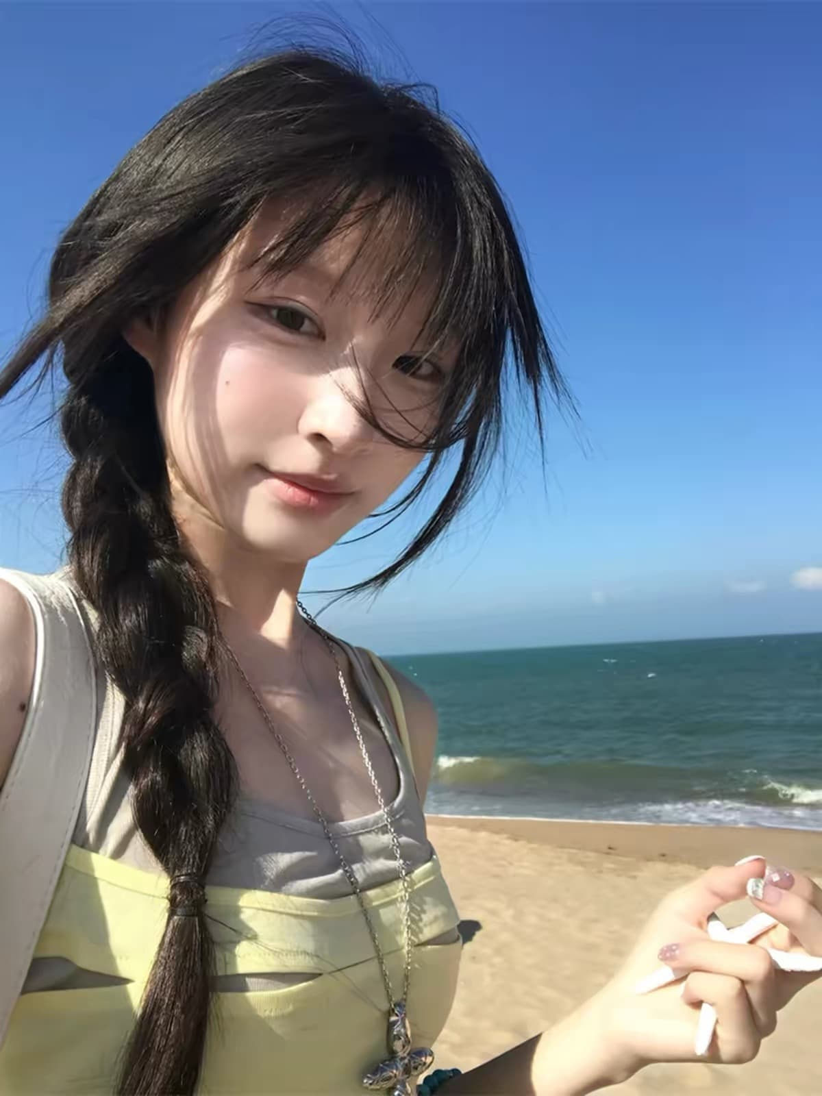 광저우 원단 슬립 황색 페이크 레이어드 조끼 여성 여름 몸매 가꾸기 슬림해 보이는 캐주얼 맨위 상세 이미지 5