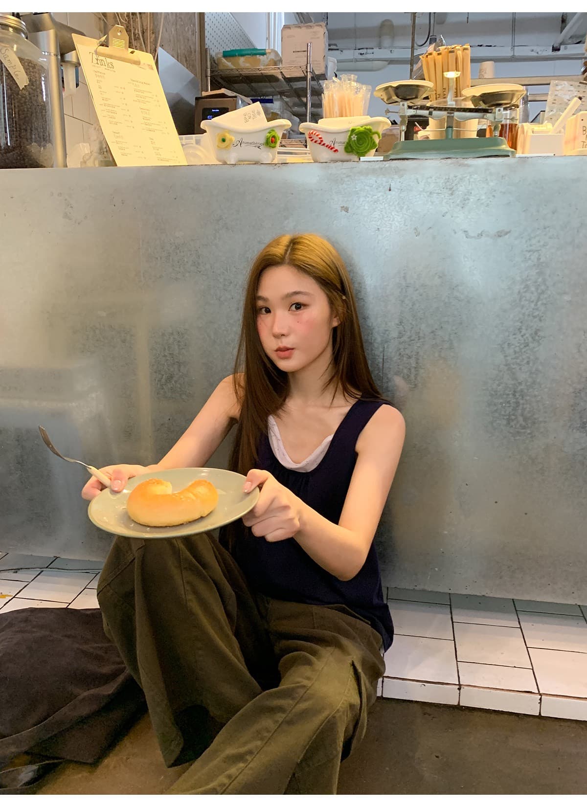 사람들 면 페이크 레이어드 패치워크 조끼 여성 여름 새로운 한 부서 작은 루즈핏 디자인 센스 니트 스웨터 맨위 상세 이미지 9