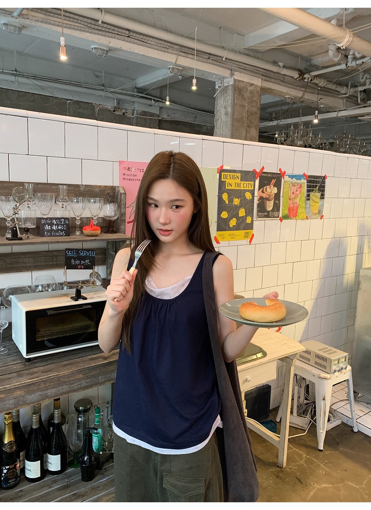 사람들 면 페이크 레이어드 패치워크 조끼 여성 여름 새로운 한 부서 작은 루즈핏 디자인 센스 니트 스웨터 맨위 상세 이미지 10