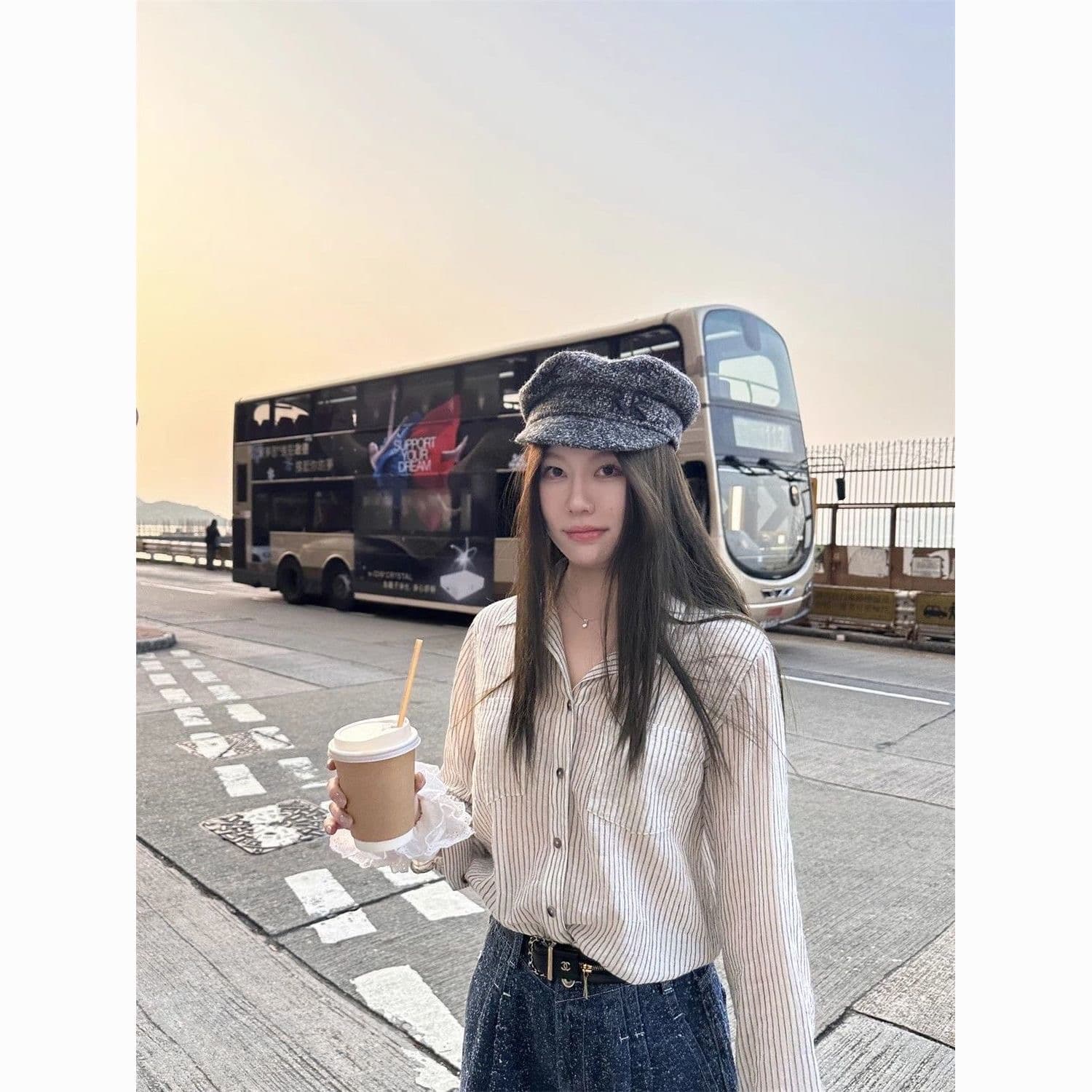 2026 레트로 스트라이프 슬림해 보이는 긴팔 셔츠 새로운 맨위 캐주얼 자외선 차단 얇은 스타일 폴로 칼라 다용도 루즈핏 셔츠 이미지 4
