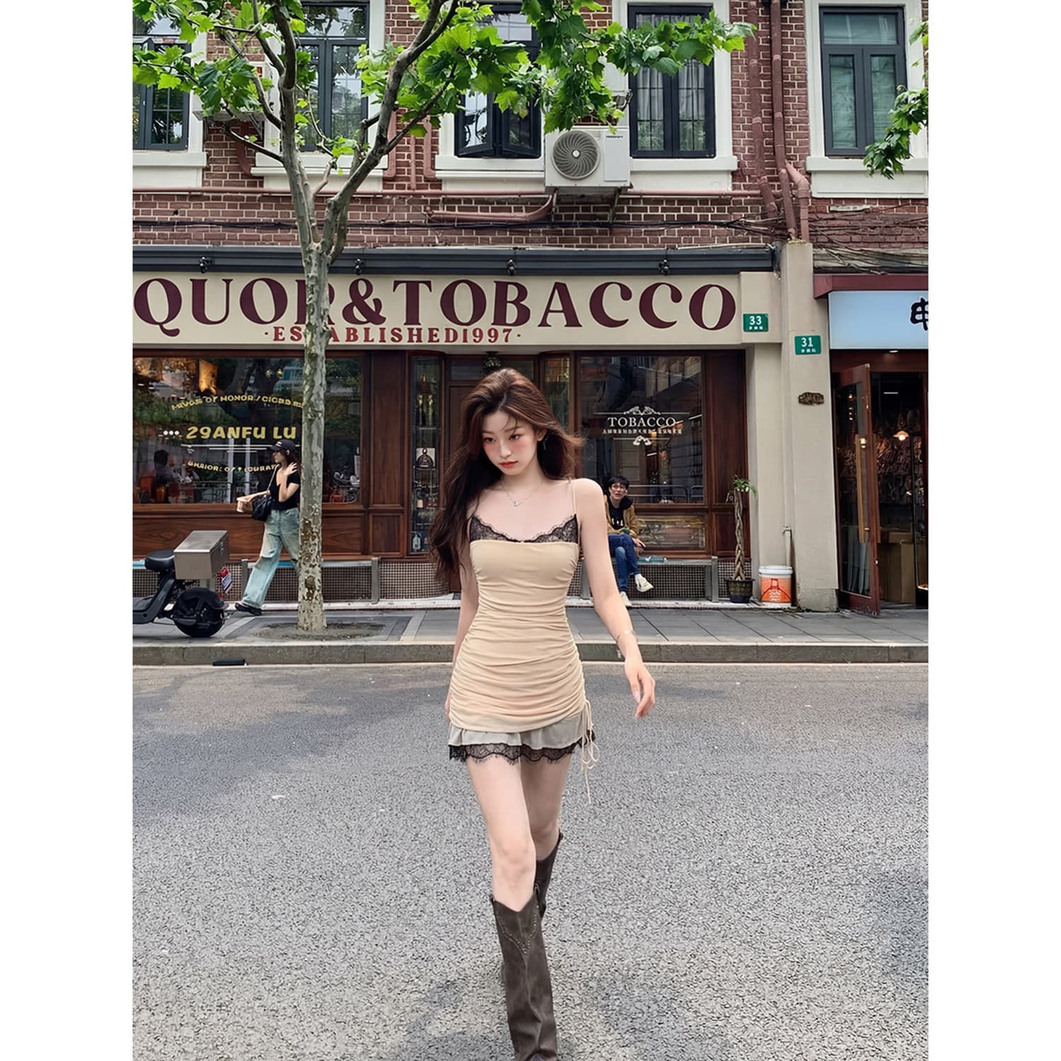 순수한 욕망 바람 레이스 측면 슬립 여성 드레스 여름 몸매 가꾸기 슬림해 보이는 주름 타이트 스커트 미니 스커트 핫걸 인사이드 가져 가라. 기본 스커트 상세 이미지 7
