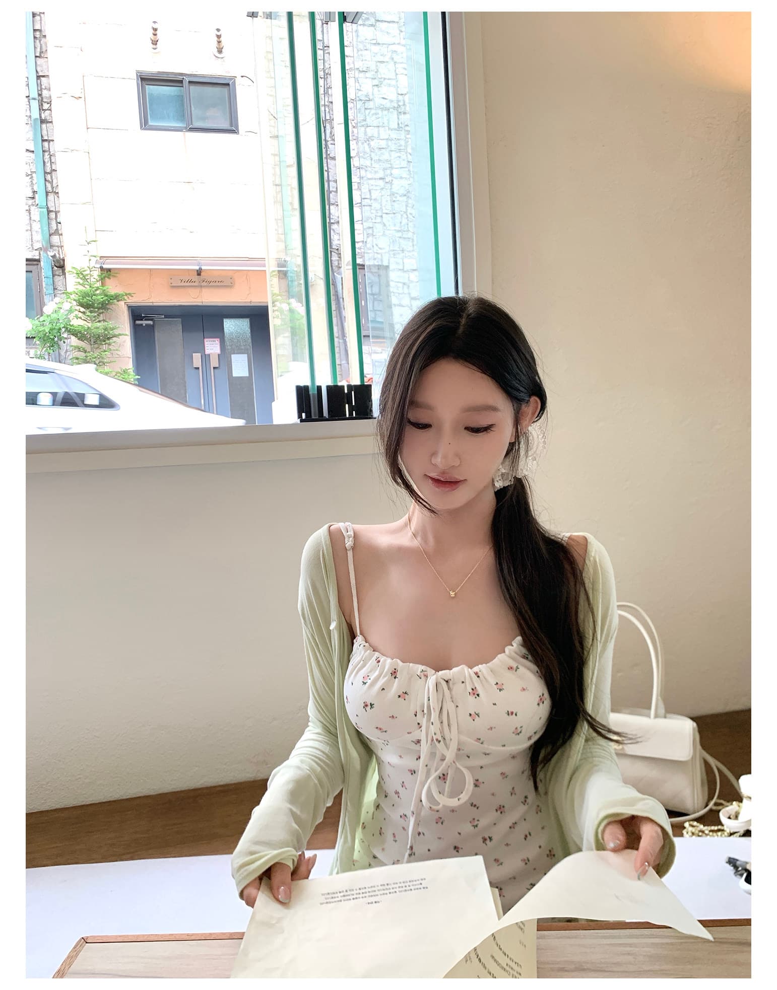 unoone 사랑 悸动 소녀 센스 꽃무늬 슬립 드레스 여름 광장 칼라 레이스업 허리 수축 슬림해 보이는 미니 스커트 여성 상세 이미지 12