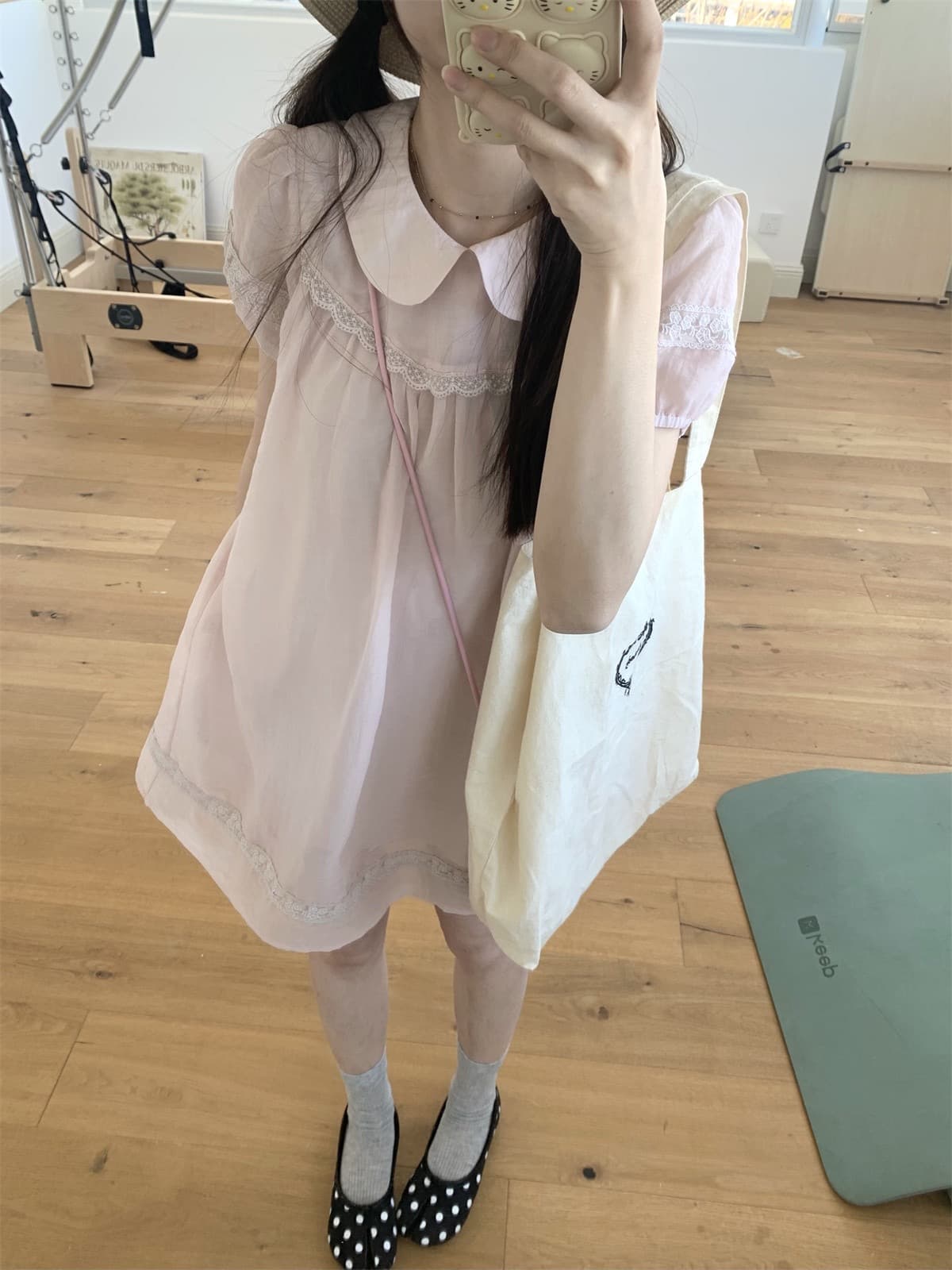 원본 원단 원본 것 한 여성 달콤함 핑크색 행침 목 리본 민소매 조끼 불규칙 밑단 맨위 이미지 2