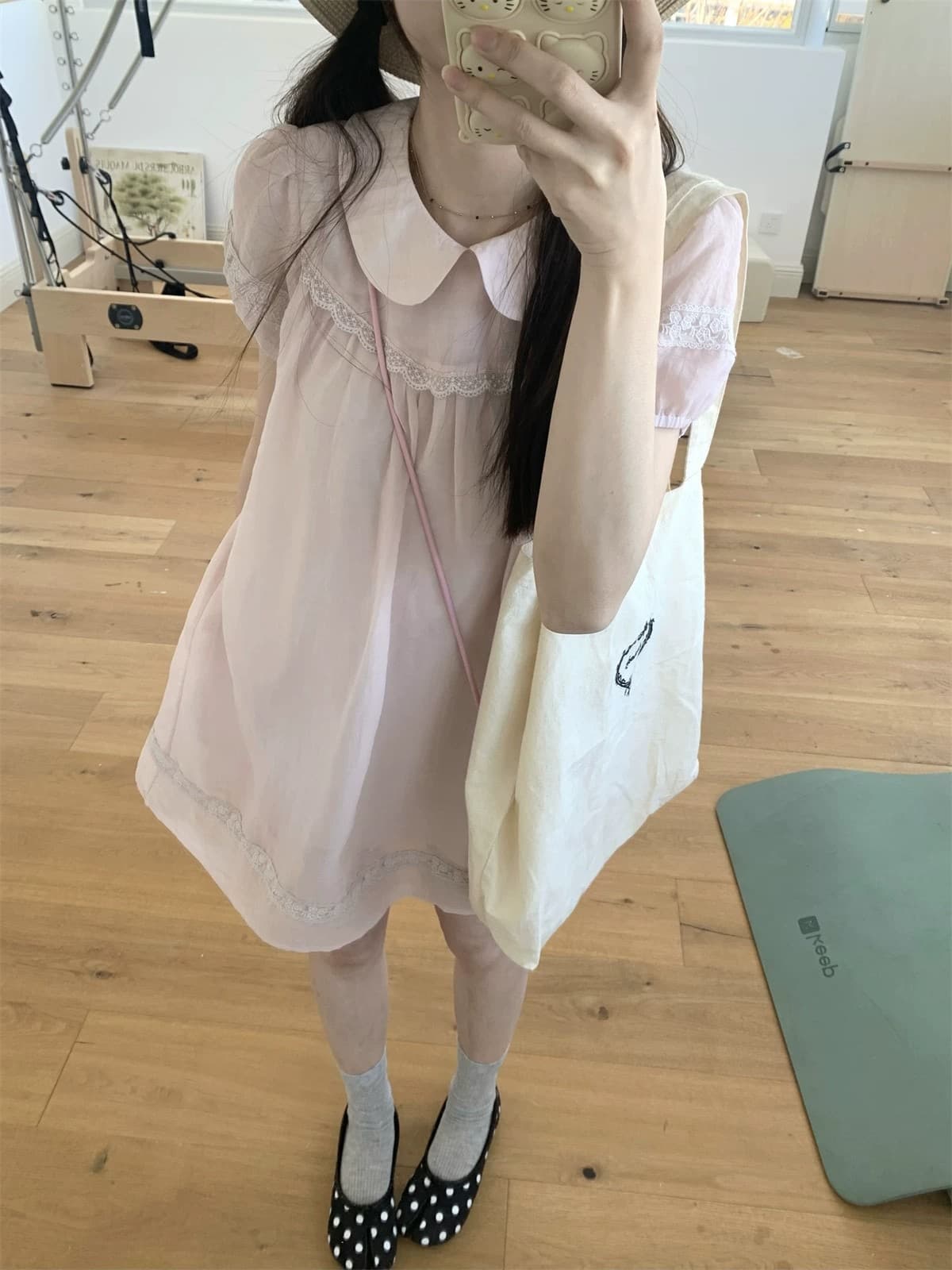 원본 원단 원본 것 한 여성 달콤함 핑크색 행침 목 리본 민소매 조끼 불규칙 밑단 맨위 상세 이미지 2