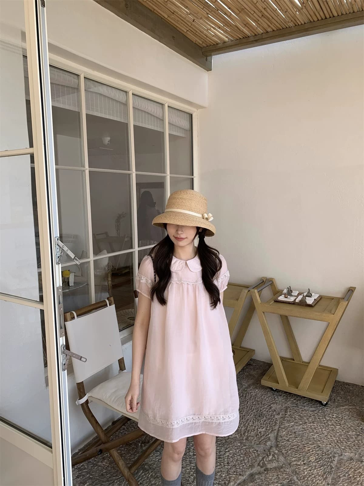 원본 원단 원본 것 한 여성 달콤함 핑크색 행침 목 리본 민소매 조끼 불규칙 밑단 맨위 상세 이미지 11