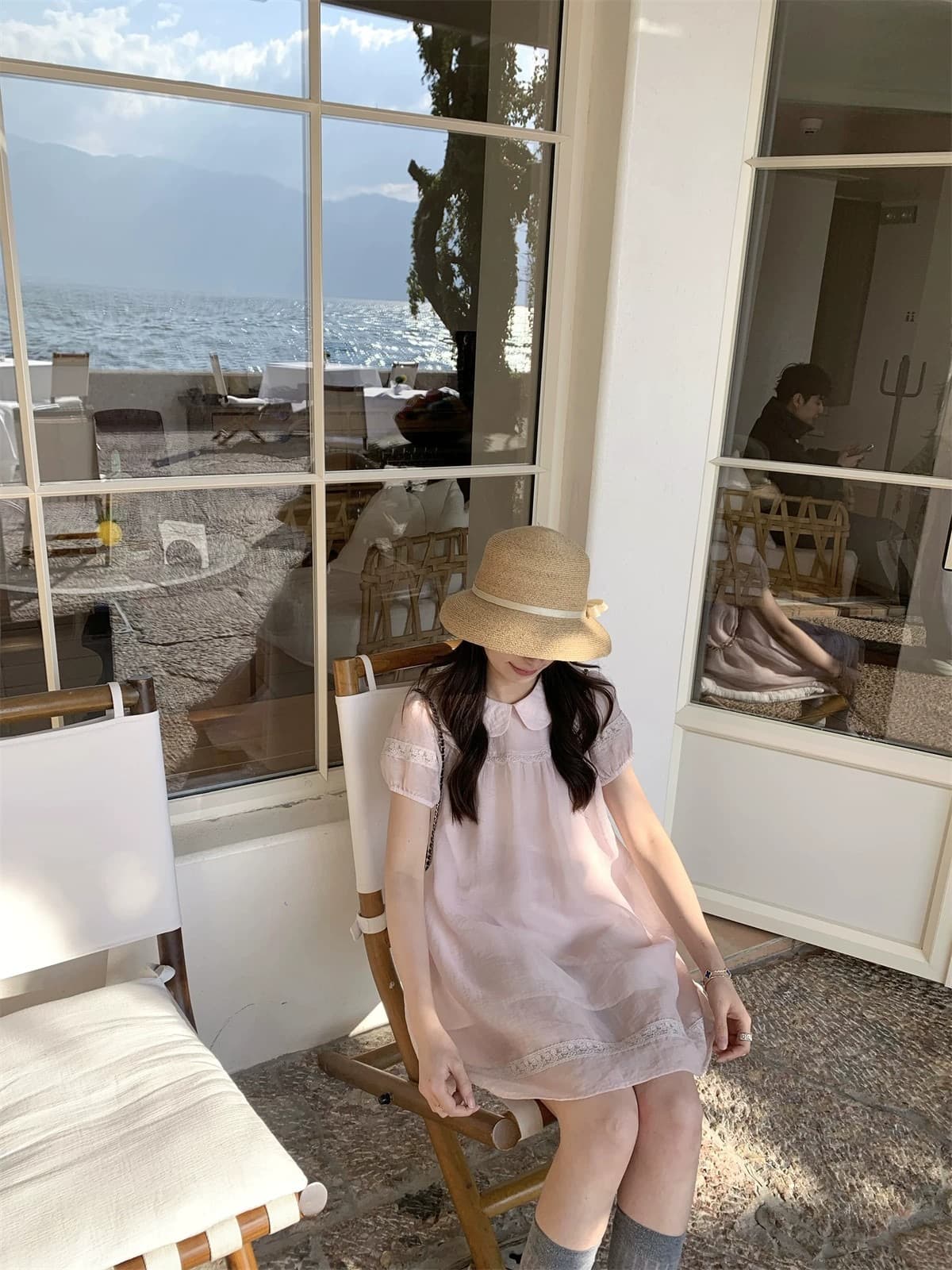원본 원단 원본 것 한 여성 달콤함 핑크색 행침 목 리본 민소매 조끼 불규칙 밑단 맨위 상세 이미지 18