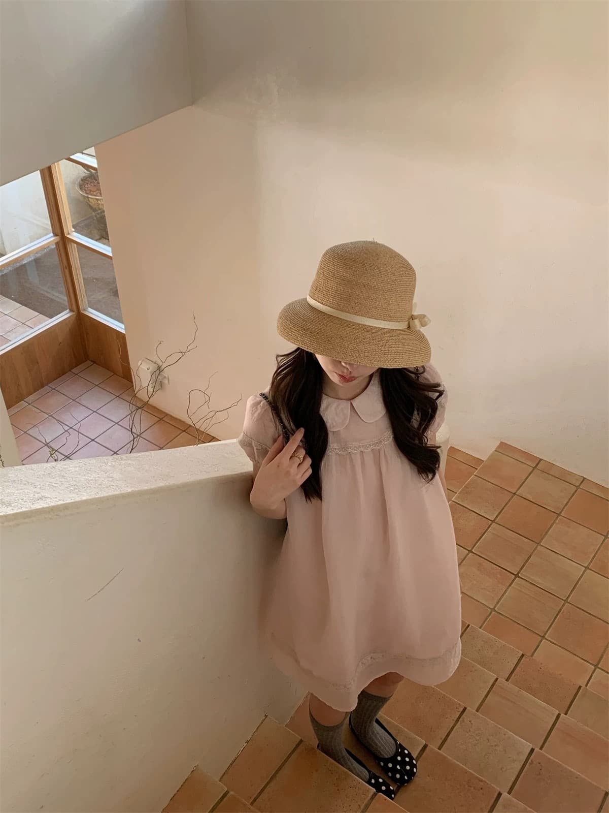 원본 원단 원본 것 한 여성 달콤함 핑크색 행침 목 리본 민소매 조끼 불규칙 밑단 맨위 상세 이미지 26