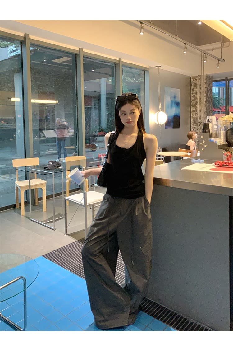 2026 새로운 파란색 캐미솔 여름 외출용 백리스 디자인 센스 핫걸 착용 가져 가라. 아름다운 행침 목 맨위 상세 이미지 4