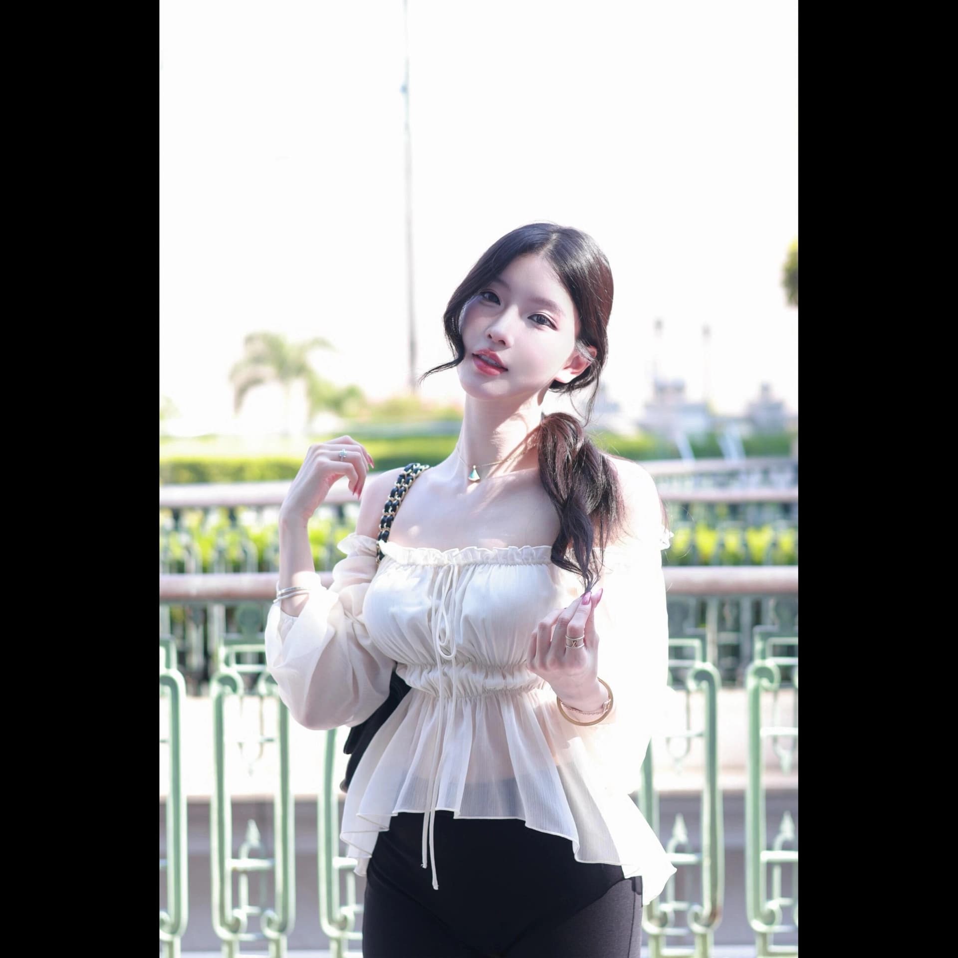 한국 스타일 부드러운 바람 오프숄더 프릴 여성 셔츠 올해 인기 폭발 여성 의류 새로운 허리 수축 외국 가스 작은 셔츠 상세 이미지 7