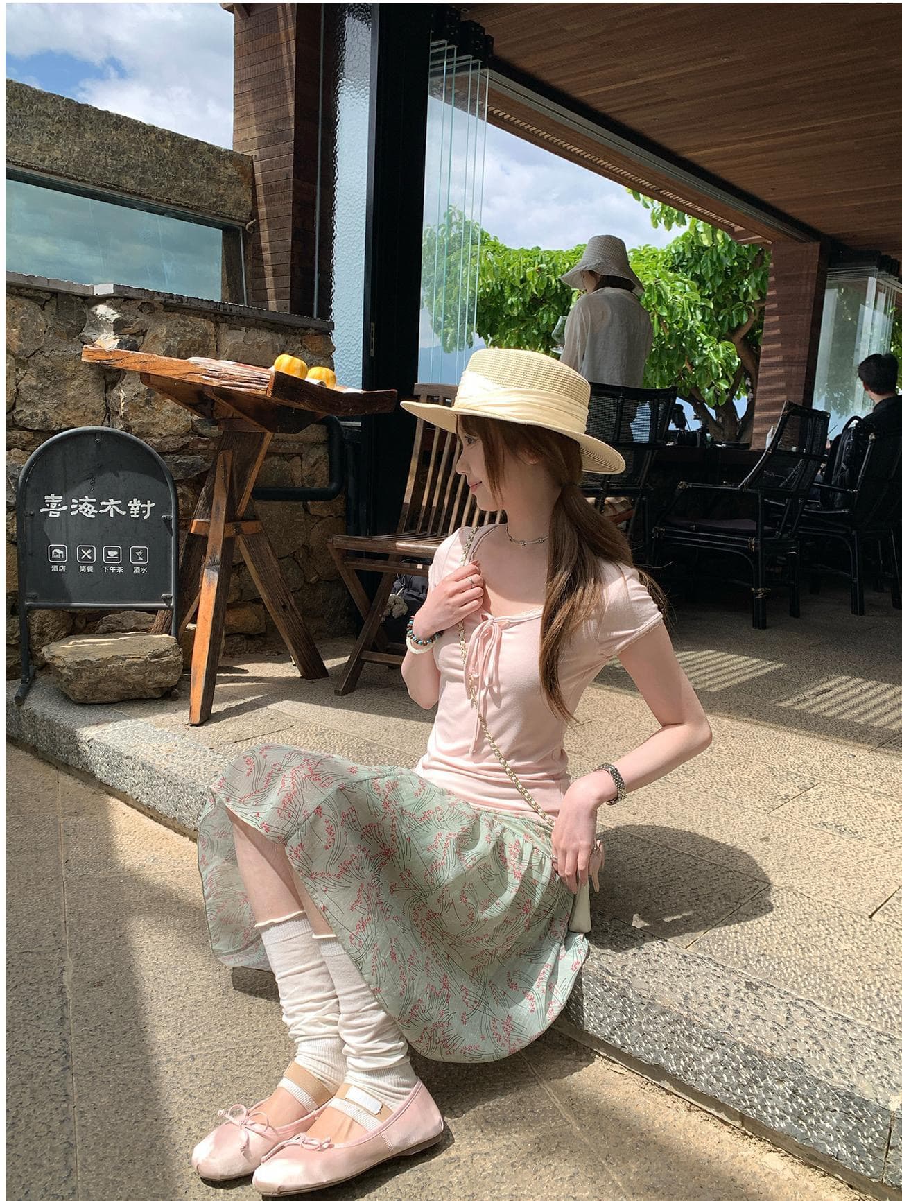 경관 그림 사람들 면 여름 새로운 디자인 센스 작은 대중 반팔 티셔츠 여성 패션 다용도 핫걸 바람 맨위 트렌디 상세 이미지 6