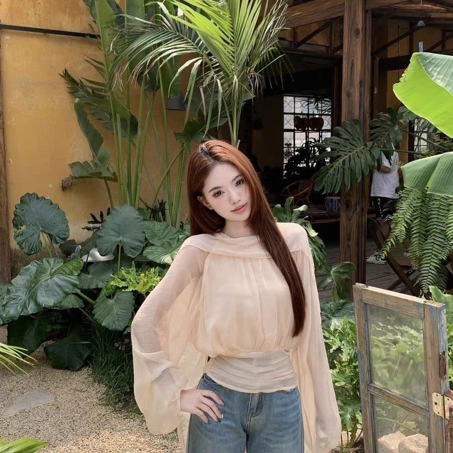 프랑스식 품격 리본 허리 수축 긴팔 셔츠 여성 의류 봄 마이크로 ~을 통해 얇은 스타일 chic 셔츠 작은 대중 핑크색 맨위 상세 이미지 1