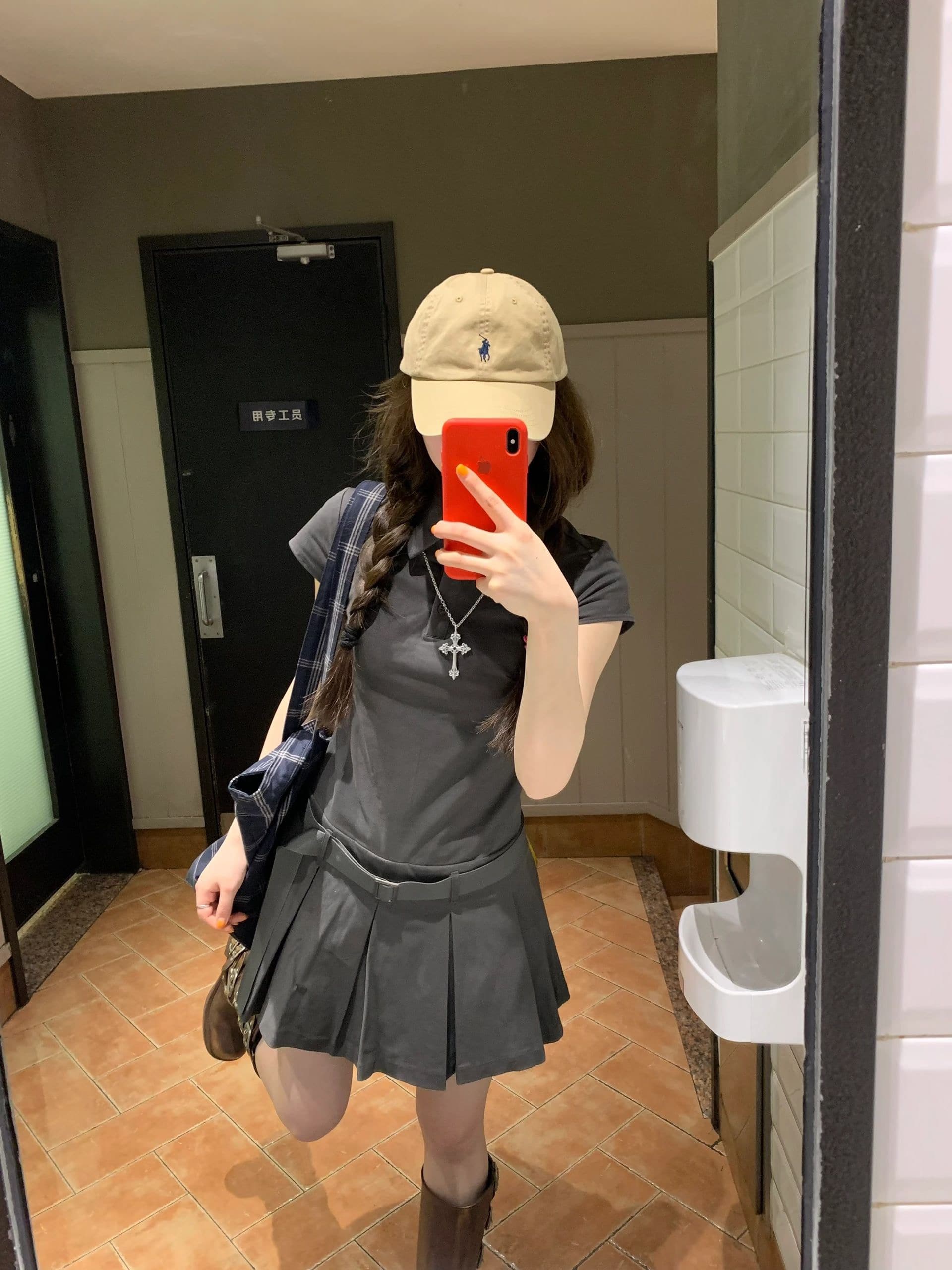 아메리칸 소금 부서 워크웨어 바람 polo 폴로 칼라 셔츠 드레스 여름 새로운 회색 플리츠 미니 스커트 작은 아이들 이미지 3