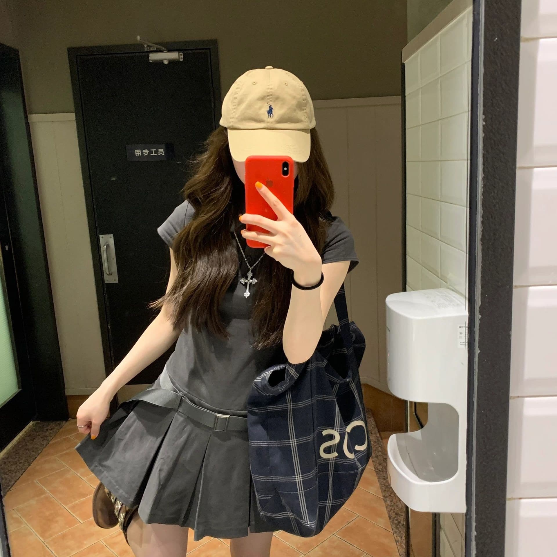 아메리칸 소금 부서 워크웨어 바람 polo 폴로 칼라 셔츠 드레스 여름 새로운 회색 플리츠 미니 스커트 작은 아이들 이미지 5