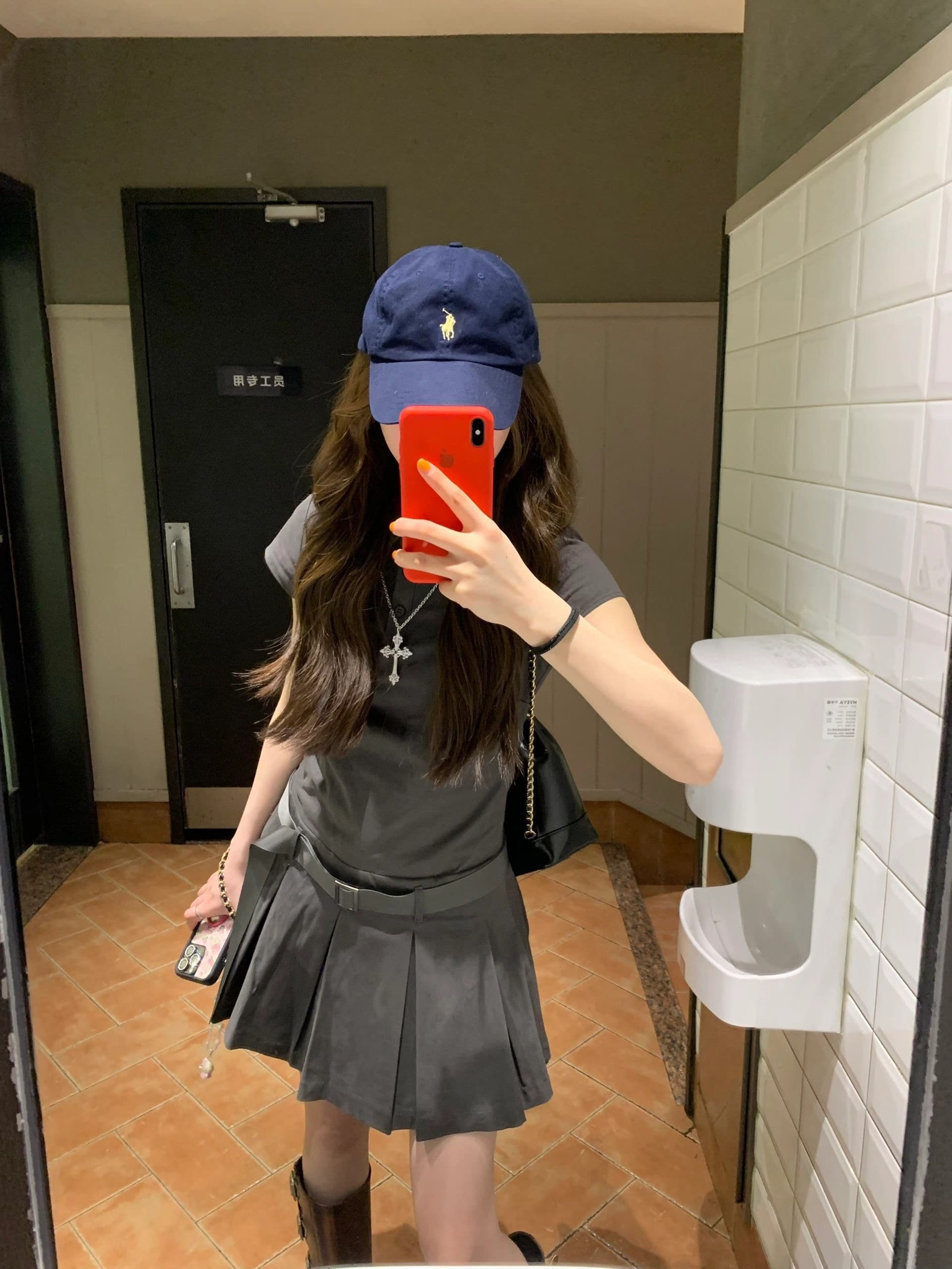 아메리칸 소금 부서 워크웨어 바람 polo 폴로 칼라 셔츠 드레스 여름 새로운 회색 플리츠 미니 스커트 작은 아이들 상세 이미지 1