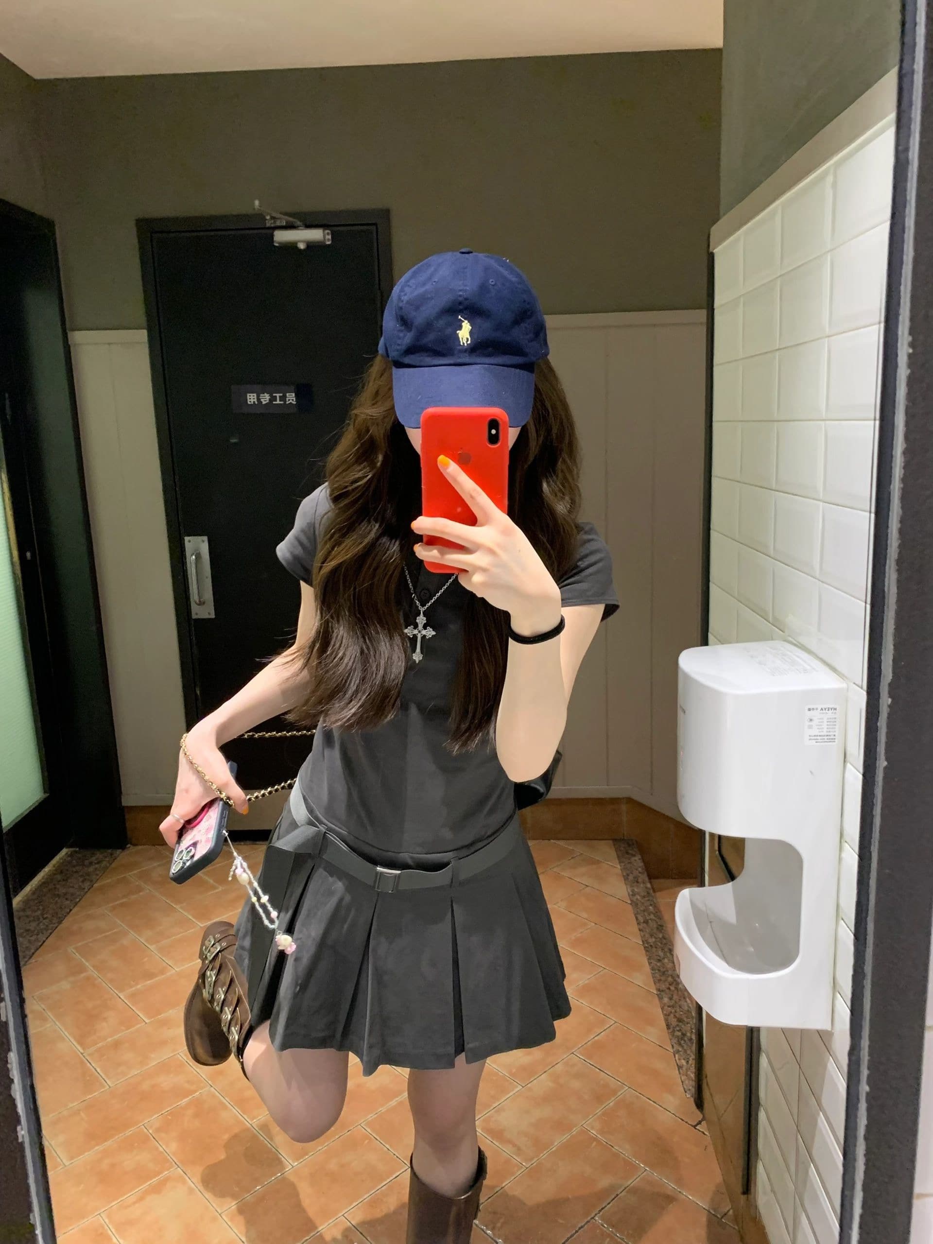 아메리칸 소금 부서 워크웨어 바람 polo 폴로 칼라 셔츠 드레스 여름 새로운 회색 플리츠 미니 스커트 작은 아이들 상세 이미지 6