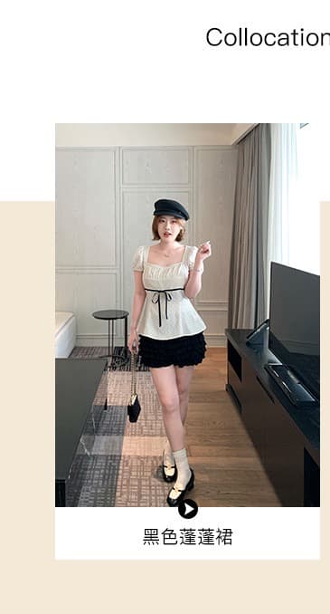 와인 심장 마이크로 지방 맞춤 달콤한 꿈 일 광장 달콤함 소녀 센스 도트 무늬 긍정적 인 어깨 거품 소매 슬림해 보이는 맨위 여성 상세 이미지 7