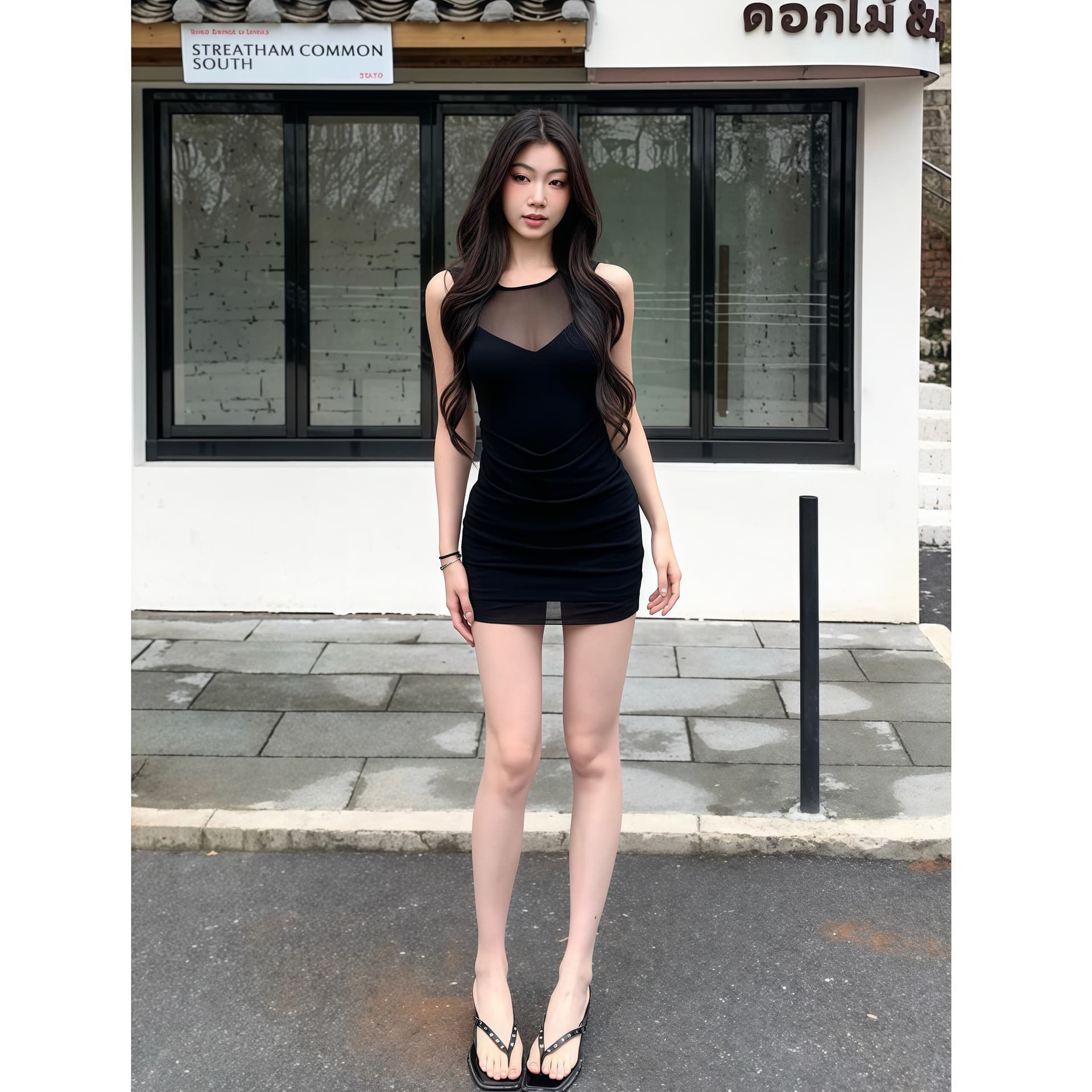 프랑스식 로얄 자매 바람 검정색 망사 패치워크 여성 드레스 여름 작은 키 섹시함 허리 수축 슬림해 보이는 타이트 스커트 짧은 치마 이미지 5