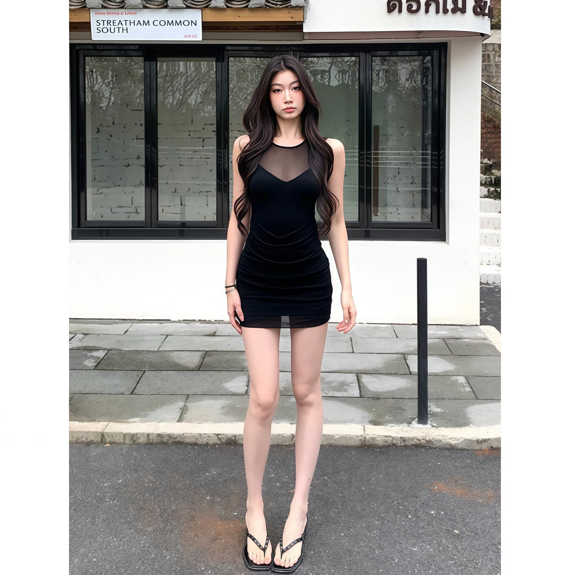 프랑스식 로얄 자매 바람 검정색 망사 패치워크 여성 드레스 여름 작은 키 섹시함 허리 수축 슬림해 보이는 타이트 스커트 짧은 치마 이미지 3