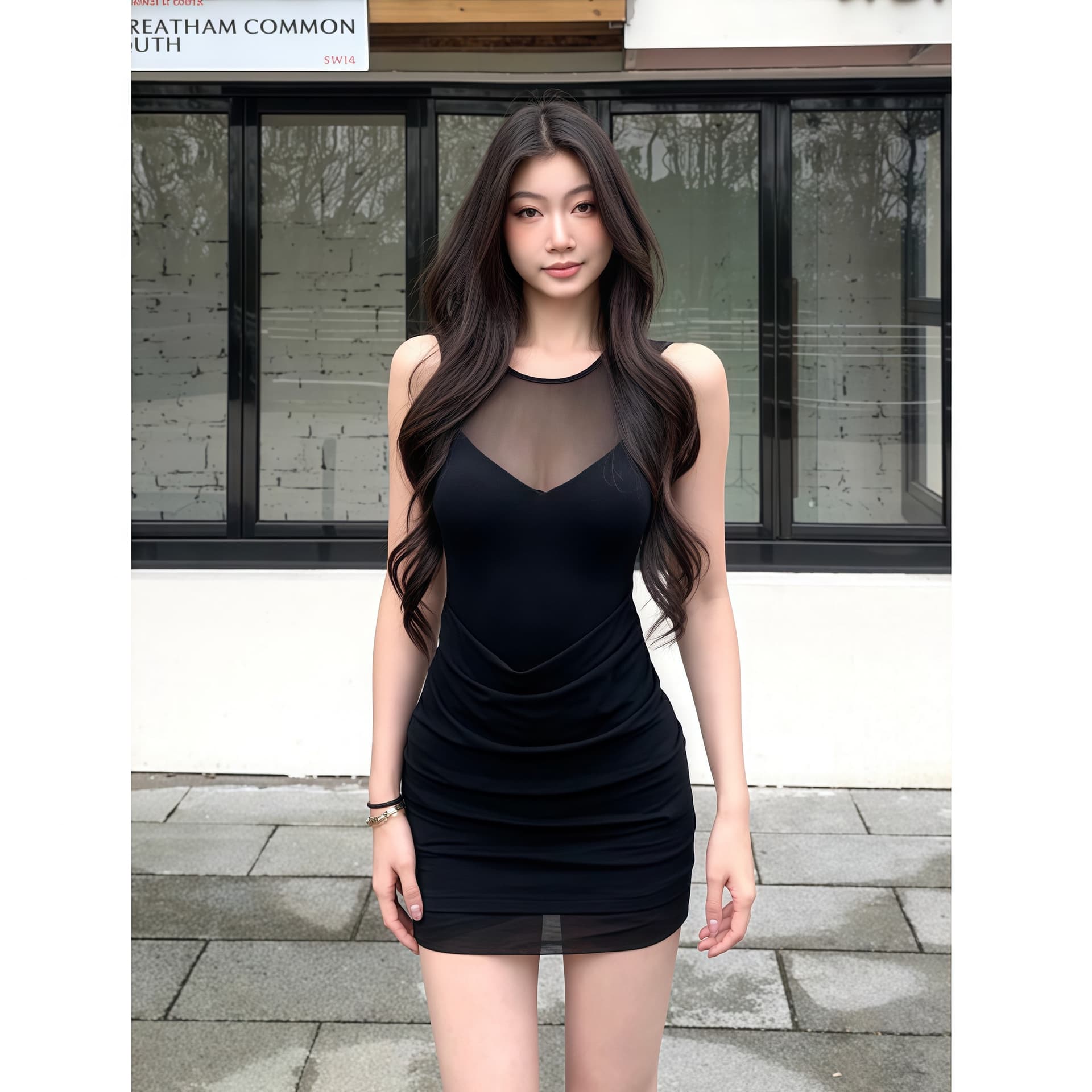 프랑스식 로얄 자매 바람 검정색 망사 패치워크 여성 드레스 여름 작은 키 섹시함 허리 수축 슬림해 보이는 타이트 스커트 짧은 치마 상세 이미지 2