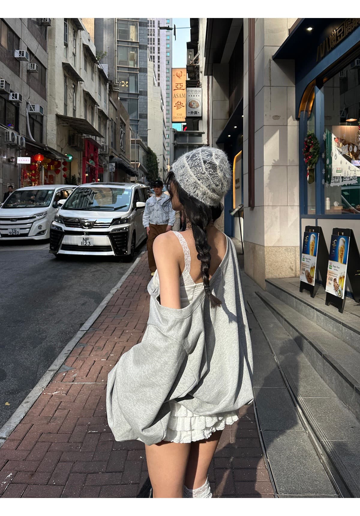 프랑스식 순수한 욕망 화이트 레이스 몸매 가꾸기 슬림해 보이는 패치워크 페이크 레이어드 조끼 슬립 여성 봄 여름 케이크 반신 미니 스커트 상세 이미지 14