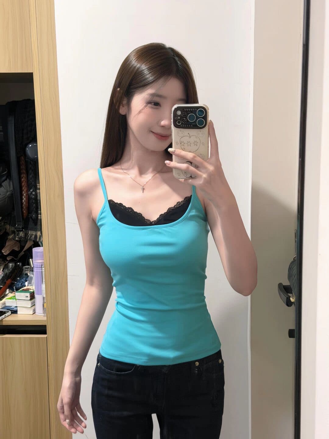40 1 1 좋은 면 210 그램 섹시함 핫걸 바람 레이스 조각 페이크 레이어드 캐미솔