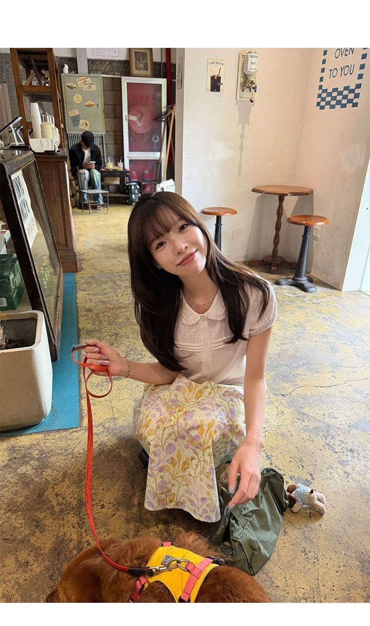 정가 순면 장기 Pleat 레이스 베이비 칼라 고급 작은 셔츠 여성 여름 시안 반팔 셔츠 맨위 상세 이미지 5