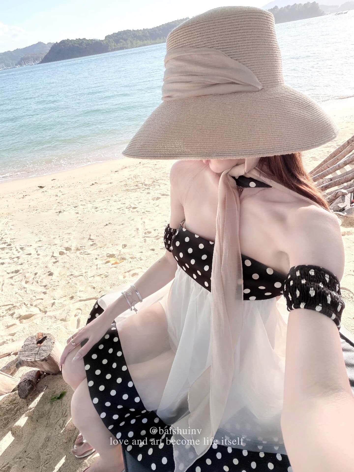 원본 것 원본 쉬폰 원단 오프숄더 도트 무늬 드레스 아이들 여름 해변가 휴가 미니 스커트 상세 이미지 9