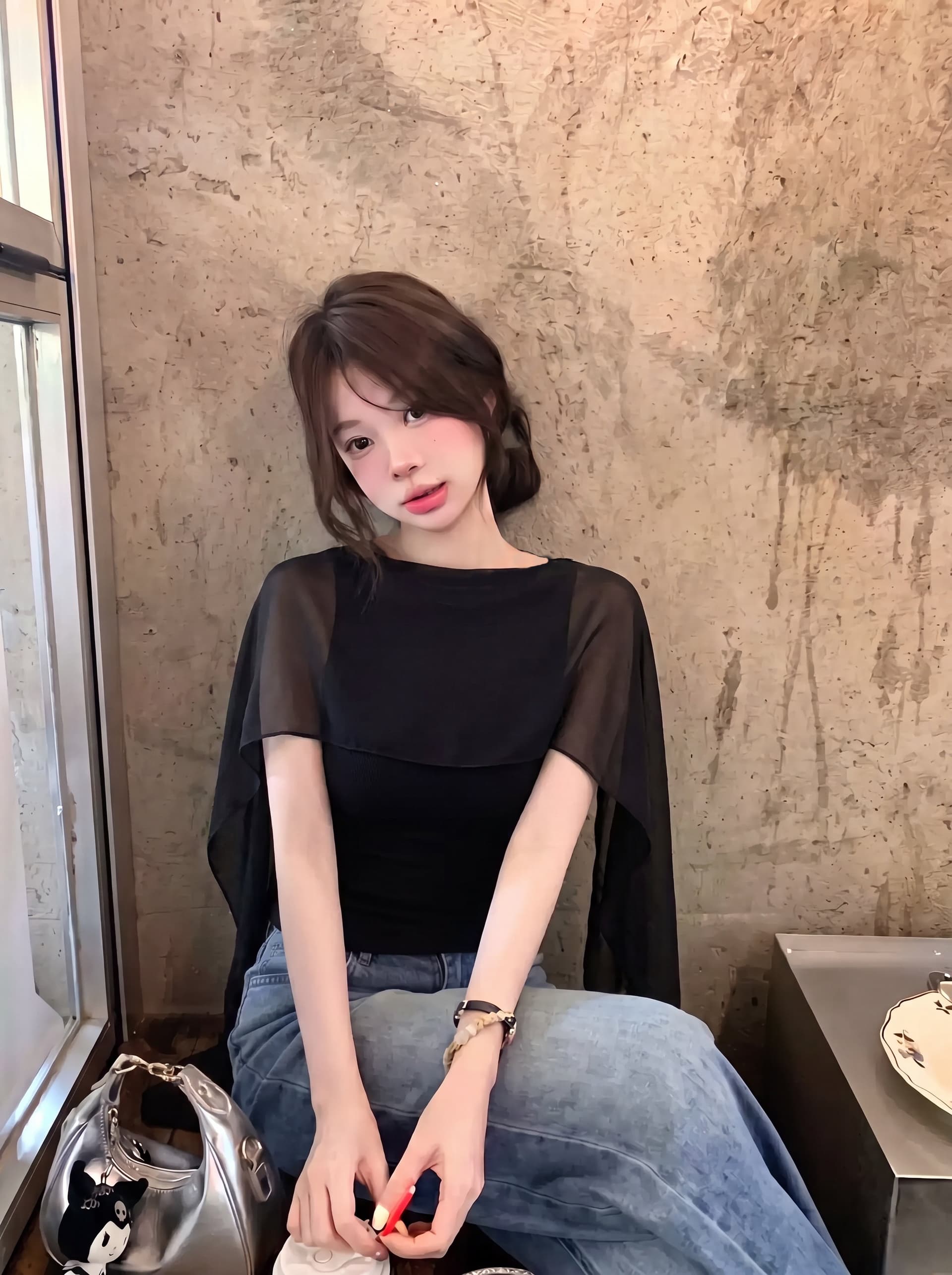 레오파드 무늬 숄 민소매 티셔츠 여성 여름 프랑스식 허리 수축 몸매 가꾸기 슬림해 보이는 디자인 센스 순수한 욕망 페이크 레이어드 쇼트 스타일 맨위 상세 이미지 2