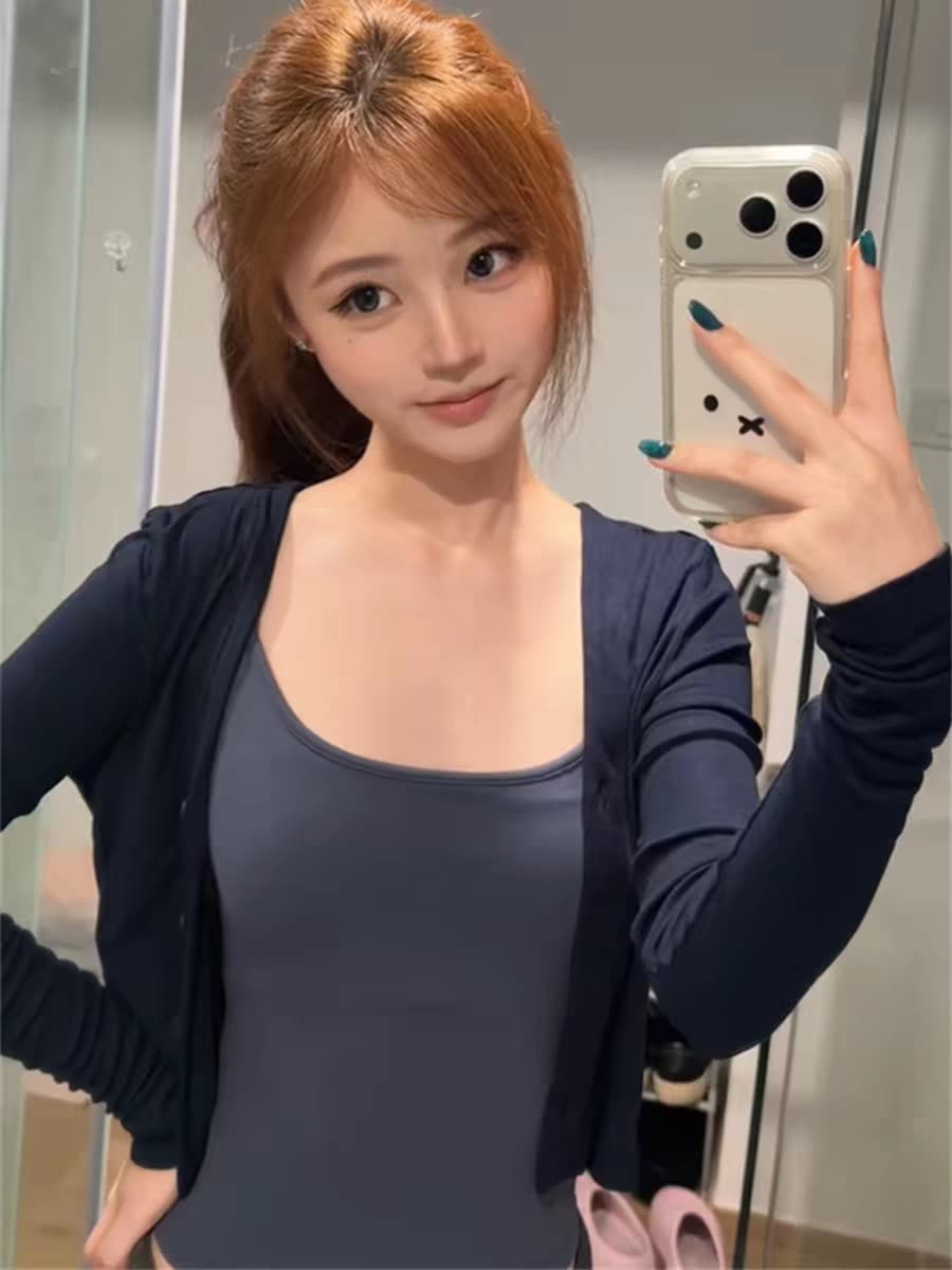 40 1 1 면 210 그램 투피스 세트 섹시함 한 부서 핫걸 바람 슬립 긴팔 세트 여성 상세 이미지 5