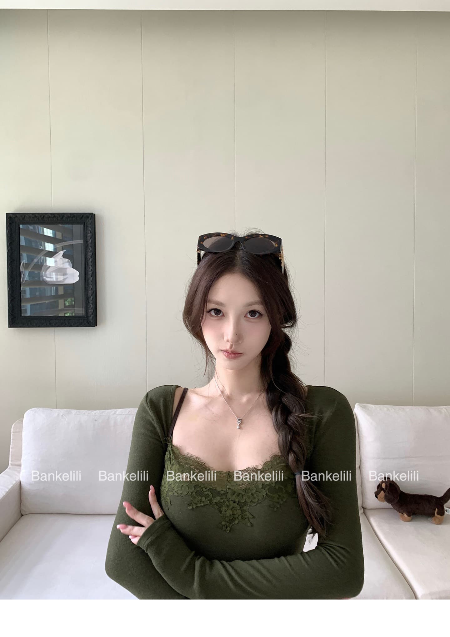 260 그램 사람들 면 한 부서 레이스 우아함 레이스 광장 칼라 긴팔 기본 셔츠 여성 여름과 가을 허리 수축 쇼트 스타일 맨위 상세 이미지 19