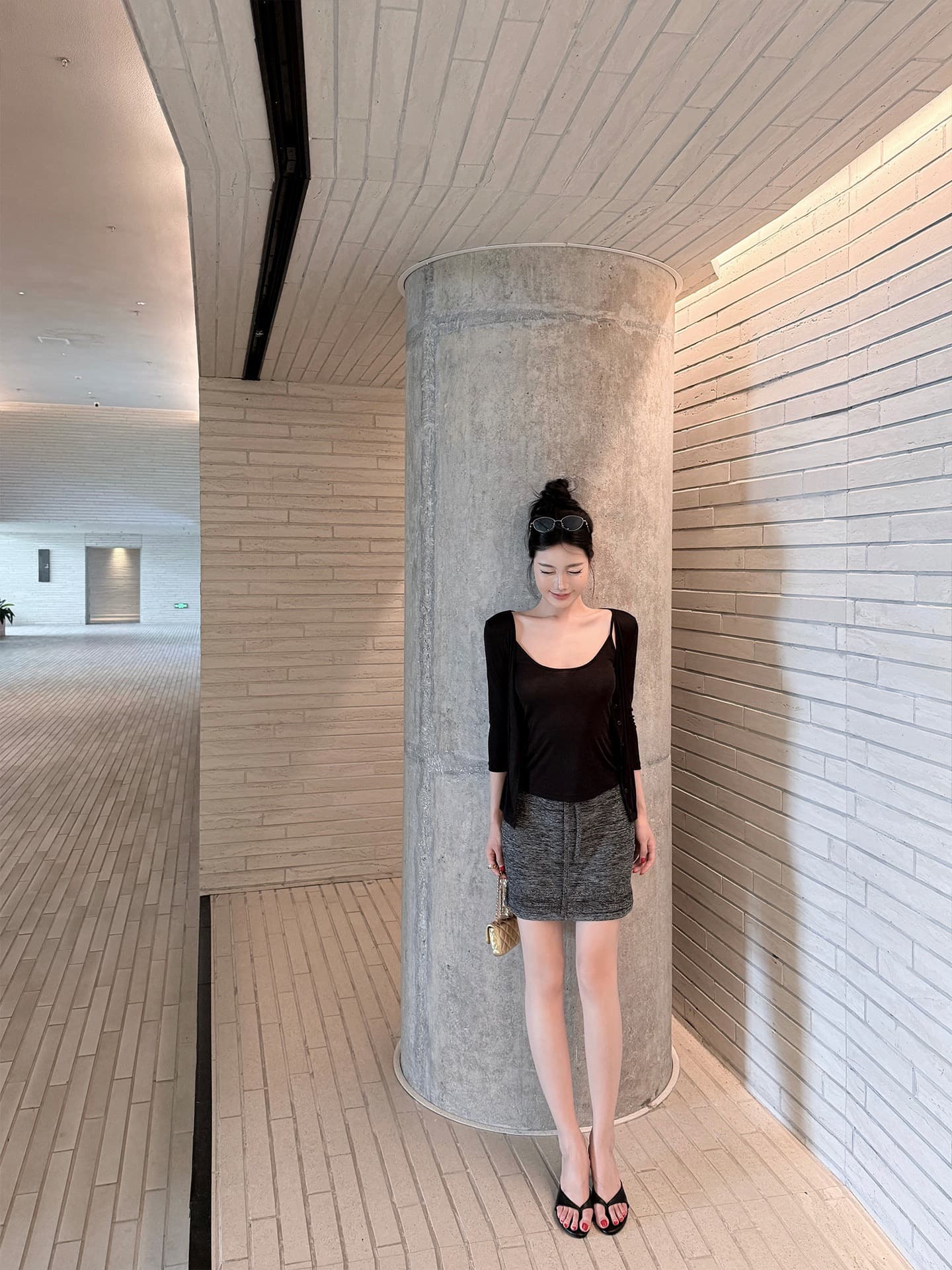 모달 삼색 긴팔 오픈 가디건 여성 여름과 가을 착용 가져 가라. 세트 얇은 스타일 오픈 가디건 캐미솔 맨위 투피스 세트 상세 이미지 9