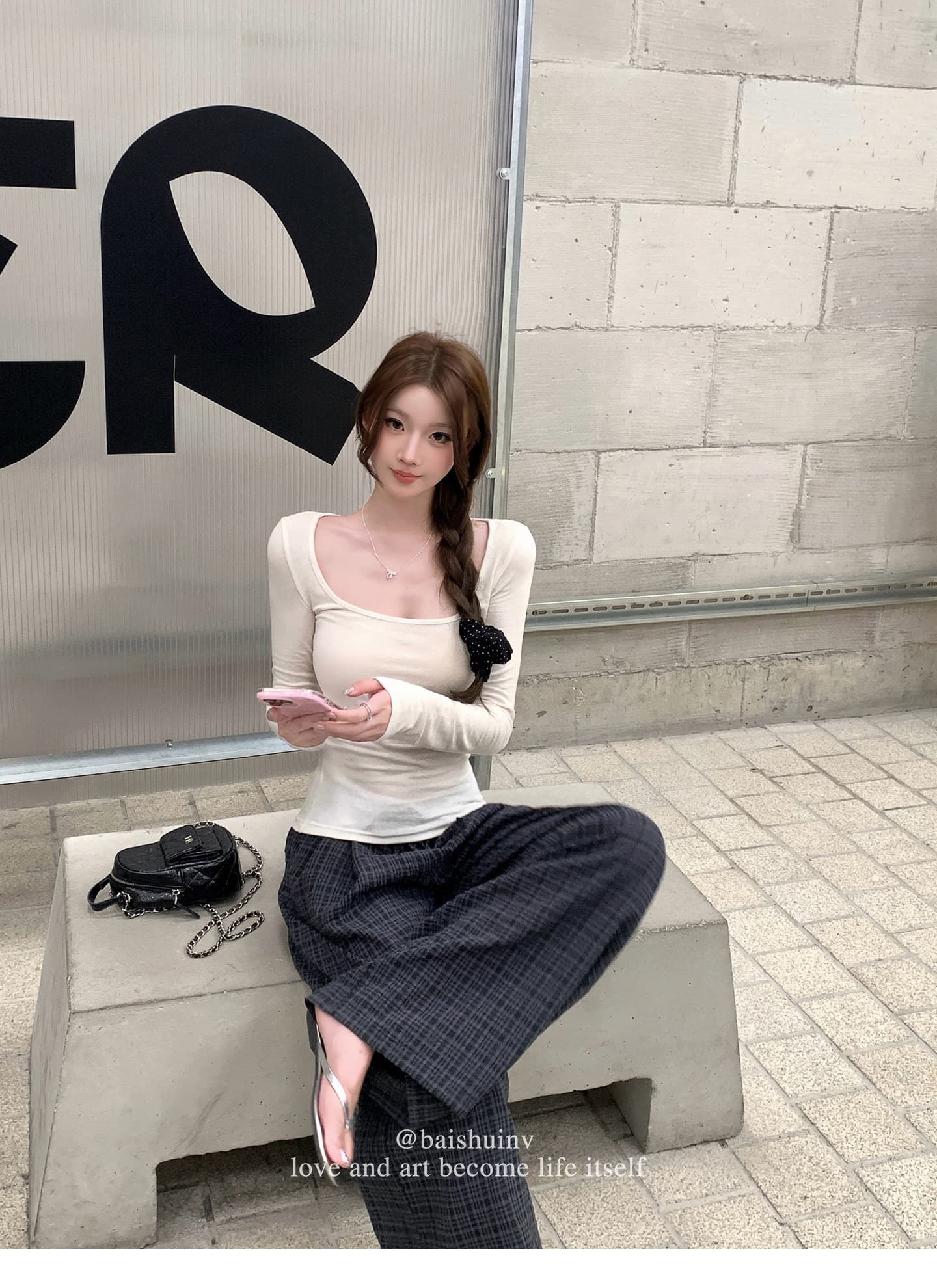 깊은 u 칼라 긴팔 티셔츠 여성 여름과 가을 얇은 스타일 한 부서 부드러운 허리 수축 핫걸 슬림해 보이는 다용도 작은 대중 스트라이프 맨위 상세 이미지 10