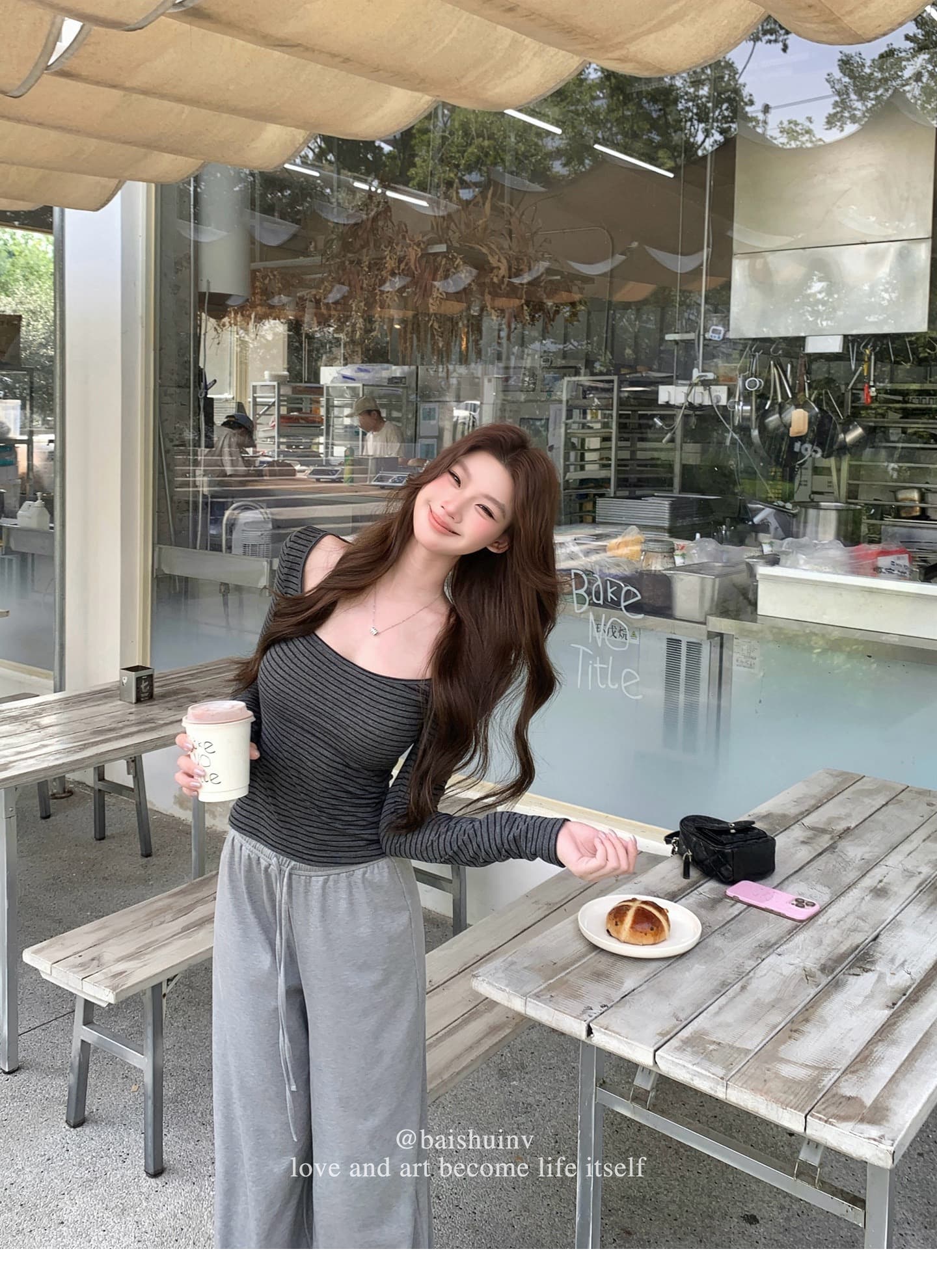 깊은 u 칼라 긴팔 티셔츠 여성 여름과 가을 얇은 스타일 한 부서 부드러운 허리 수축 핫걸 슬림해 보이는 다용도 작은 대중 스트라이프 맨위 상세 이미지 23