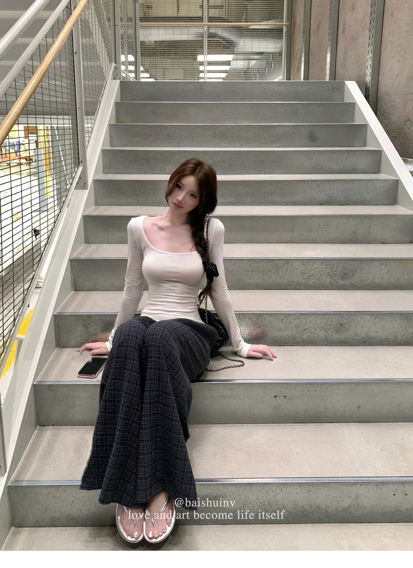 깊은 u 칼라 긴팔 티셔츠 여성 여름과 가을 얇은 스타일 한 부서 부드러운 허리 수축 핫걸 슬림해 보이는 다용도 작은 대중 스트라이프 맨위 상세 이미지 27