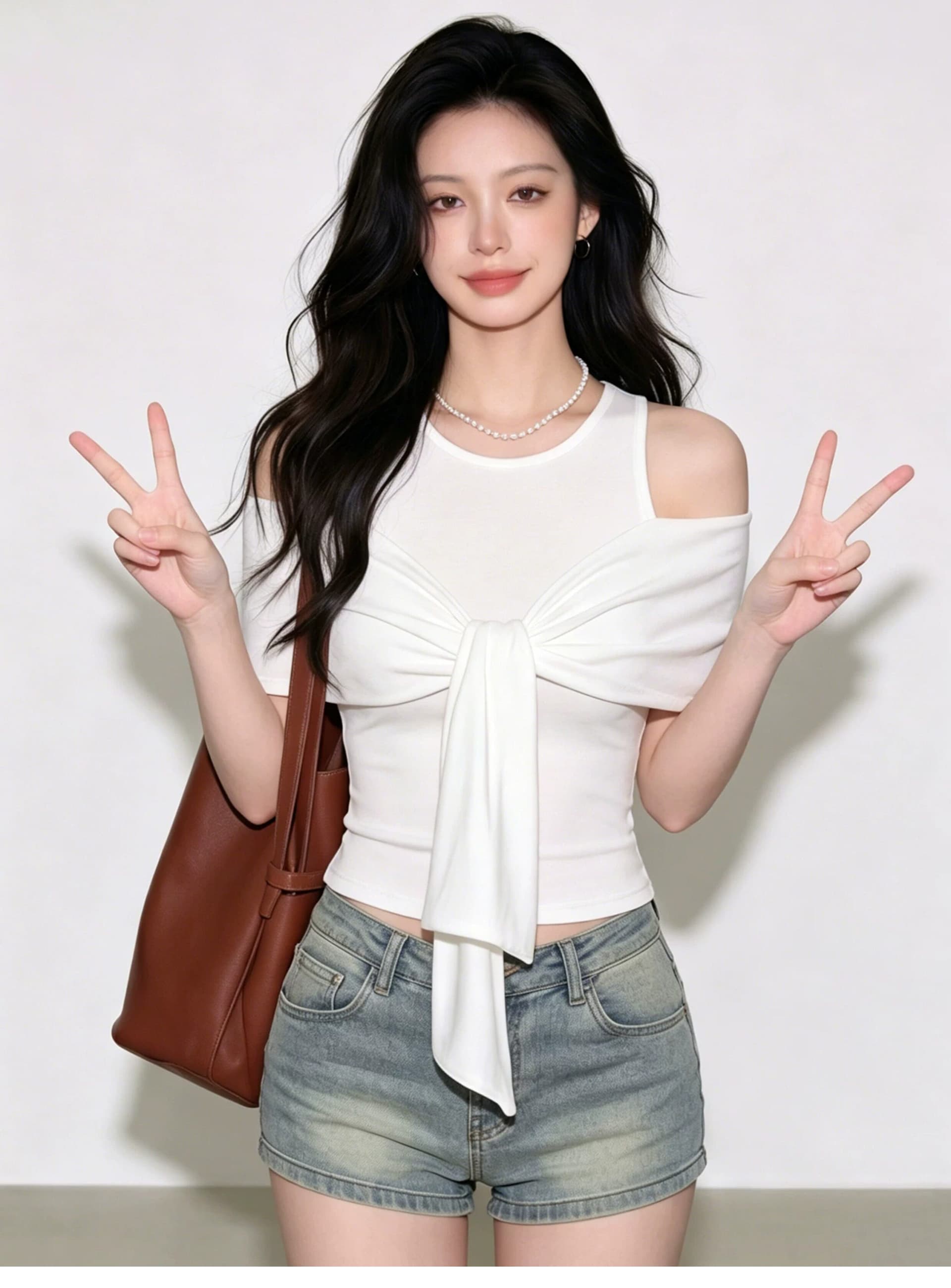 240 그램 사람들 면 패치워크 숄 페이크 레이어드 라운드 넥 민소매 티셔츠 여성 디자인 센스 몸매 가꾸기 쇼트 스타일 화이트 맨위 상세 이미지 4