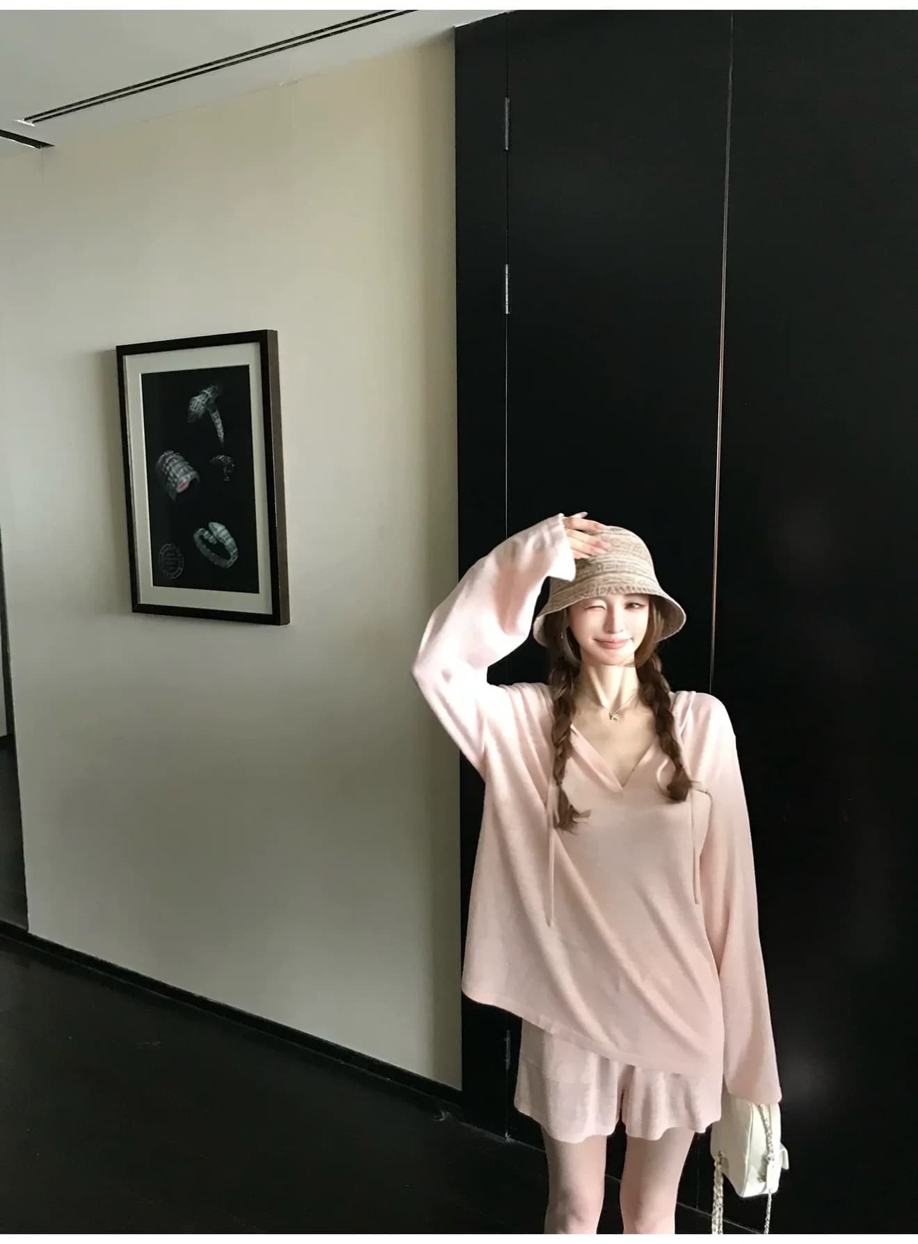 게으른 빛 산소 캐주얼 스포츠 슈트 여성 봄 여름 투피스 세트 반바지 후드티 루즈핏 가정 외출용 러닝 서비스 상세 이미지 2
