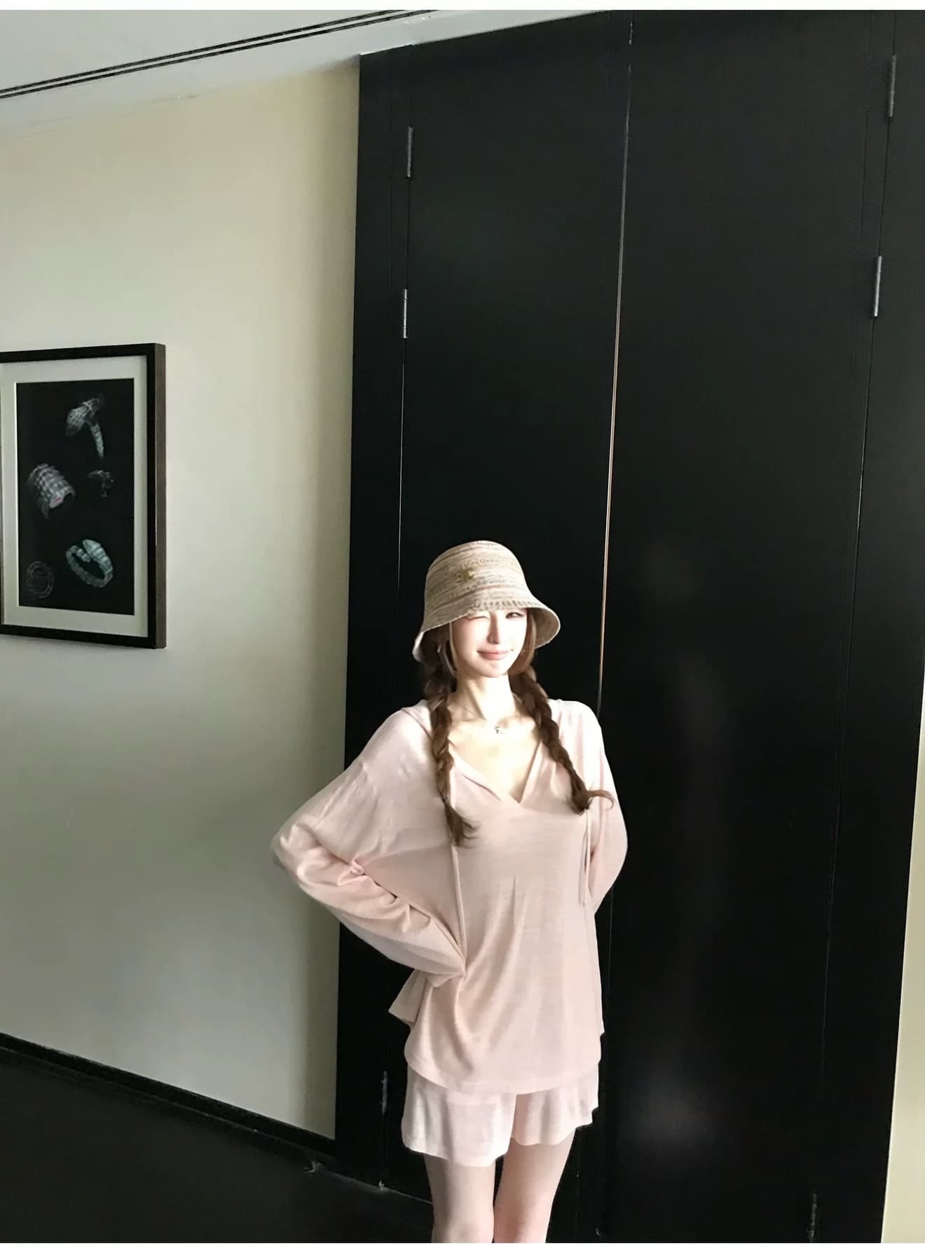 게으른 빛 산소 캐주얼 스포츠 슈트 여성 봄 여름 투피스 세트 반바지 후드티 루즈핏 가정 외출용 러닝 서비스 상세 이미지 4