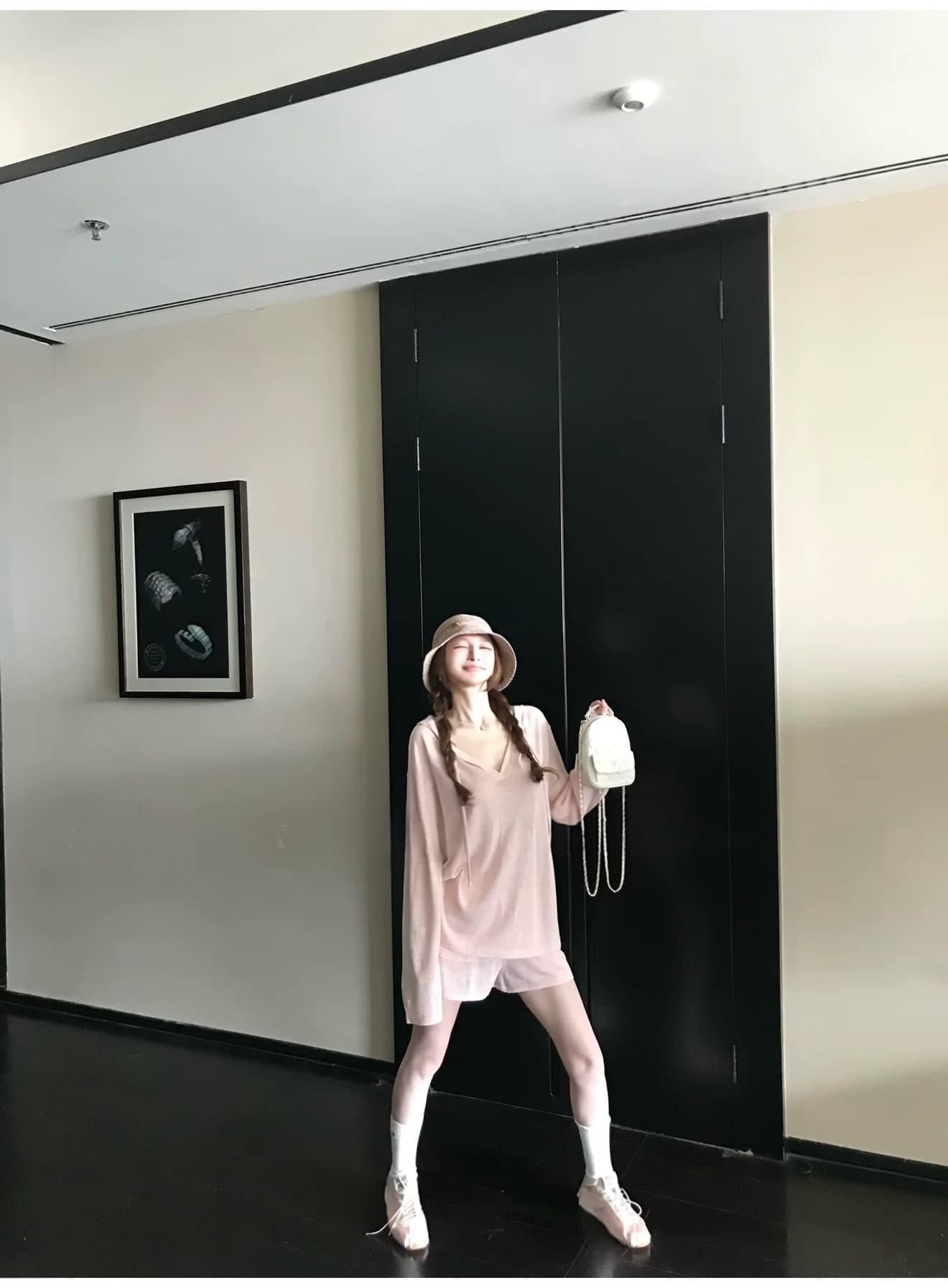 게으른 빛 산소 캐주얼 스포츠 슈트 여성 봄 여름 투피스 세트 반바지 후드티 루즈핏 가정 외출용 러닝 서비스 상세 이미지 8
