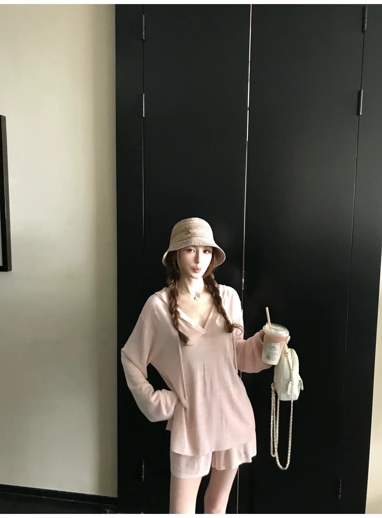 게으른 빛 산소 캐주얼 스포츠 슈트 여성 봄 여름 투피스 세트 반바지 후드티 루즈핏 가정 외출용 러닝 서비스 상세 이미지 13