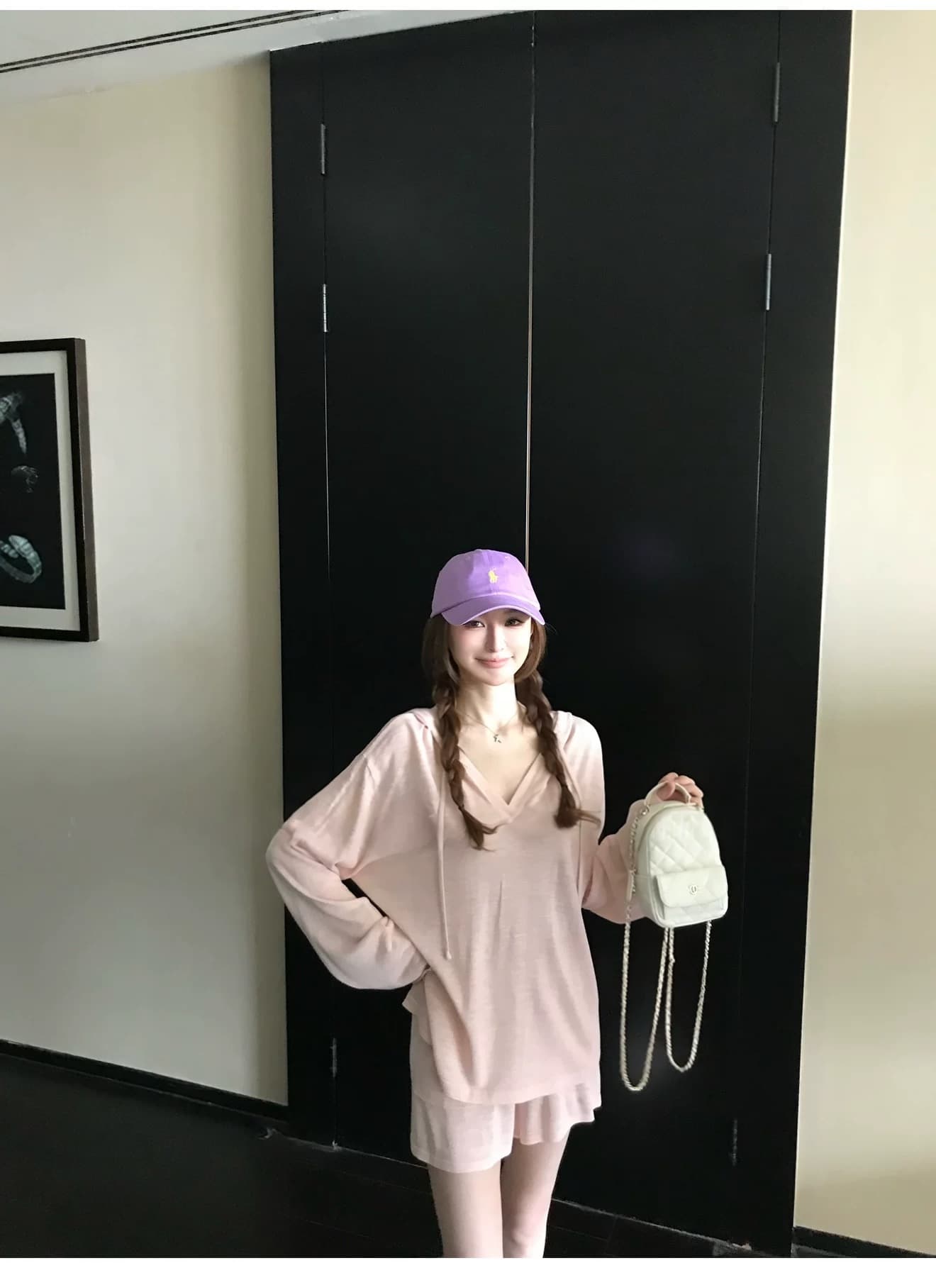 게으른 빛 산소 캐주얼 스포츠 슈트 여성 봄 여름 투피스 세트 반바지 후드티 루즈핏 가정 외출용 러닝 서비스 상세 이미지 15