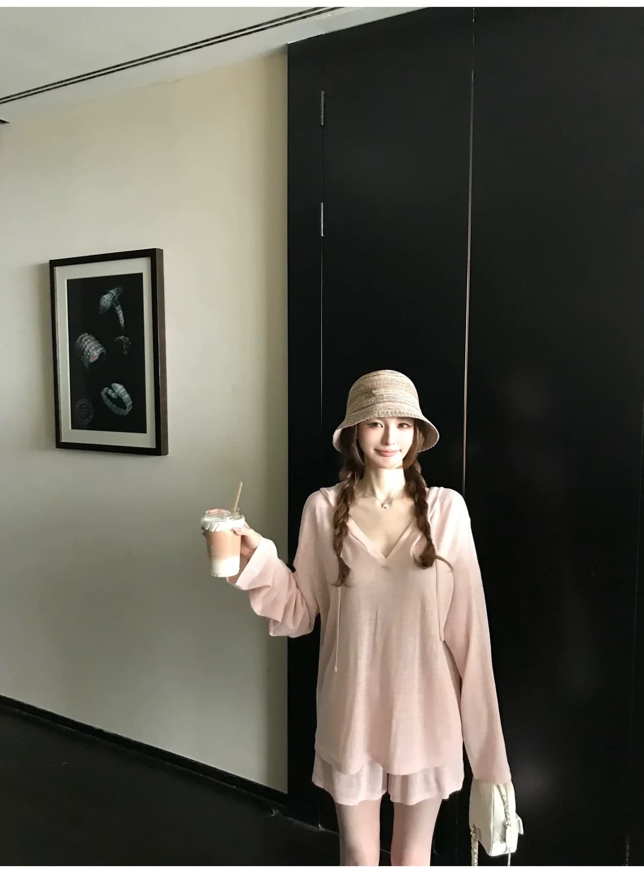 게으른 빛 산소 캐주얼 스포츠 슈트 여성 봄 여름 투피스 세트 반바지 후드티 루즈핏 가정 외출용 러닝 서비스 상세 이미지 16