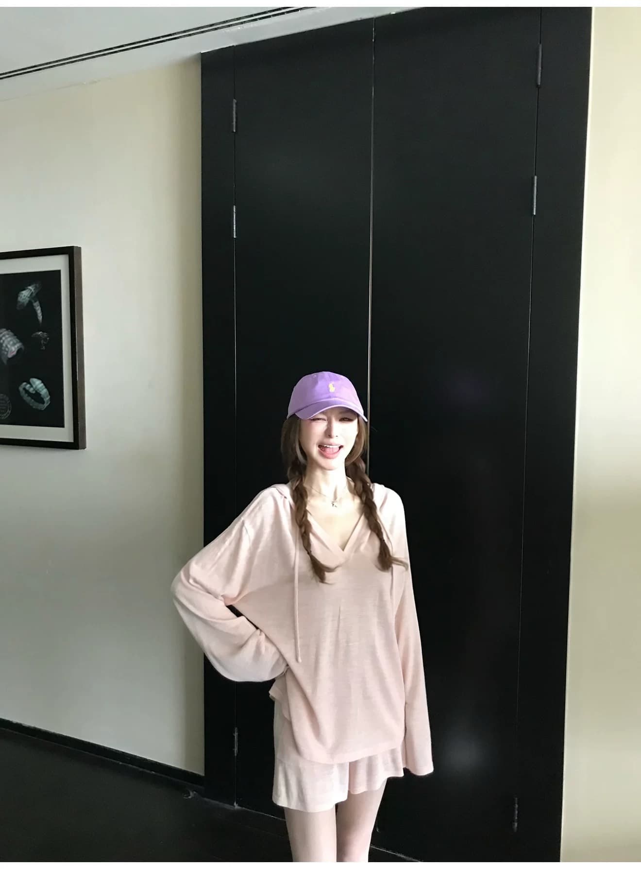 게으른 빛 산소 캐주얼 스포츠 슈트 여성 봄 여름 투피스 세트 반바지 후드티 루즈핏 가정 외출용 러닝 서비스 상세 이미지 20
