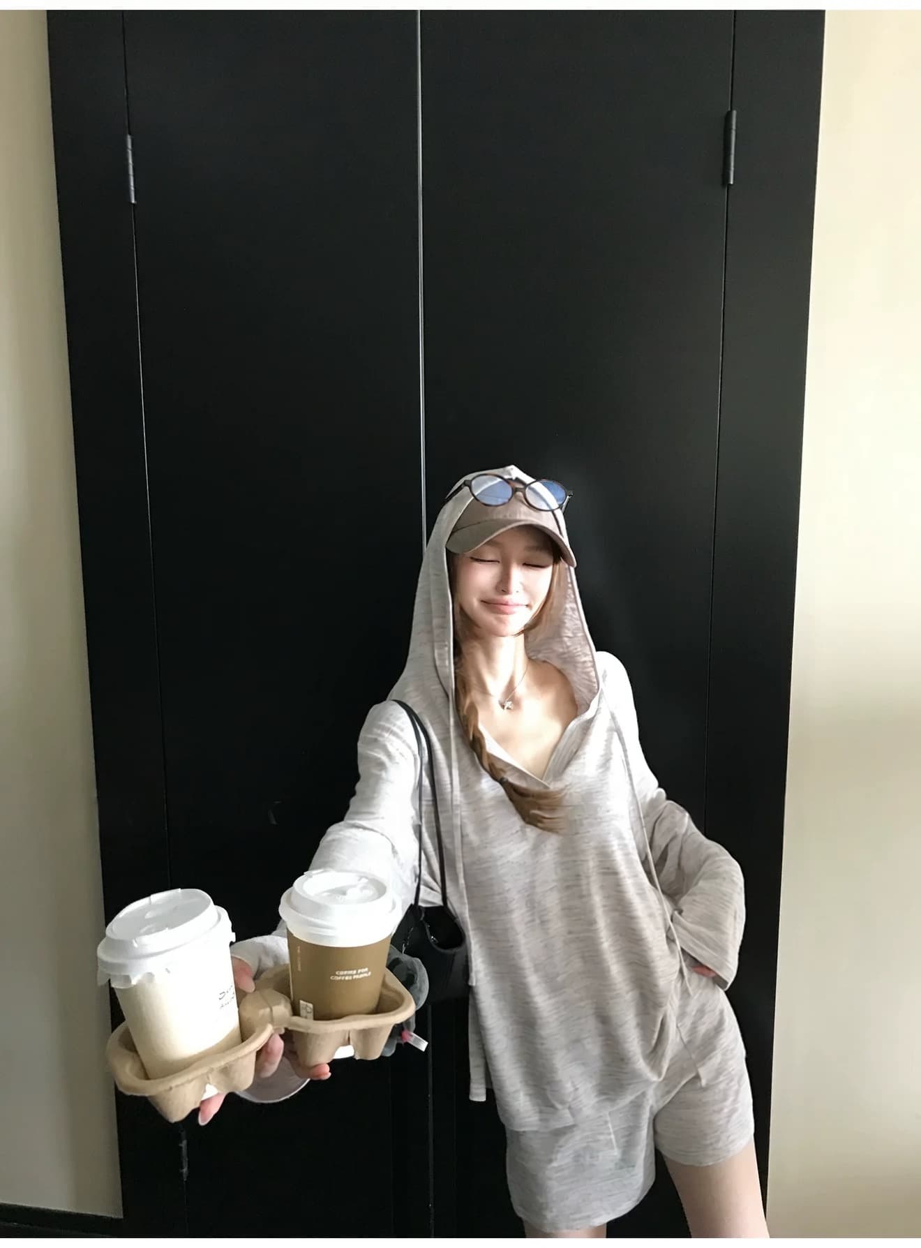 게으른 빛 산소 캐주얼 스포츠 슈트 여성 봄 여름 투피스 세트 반바지 후드티 루즈핏 가정 외출용 러닝 서비스 상세 이미지 36