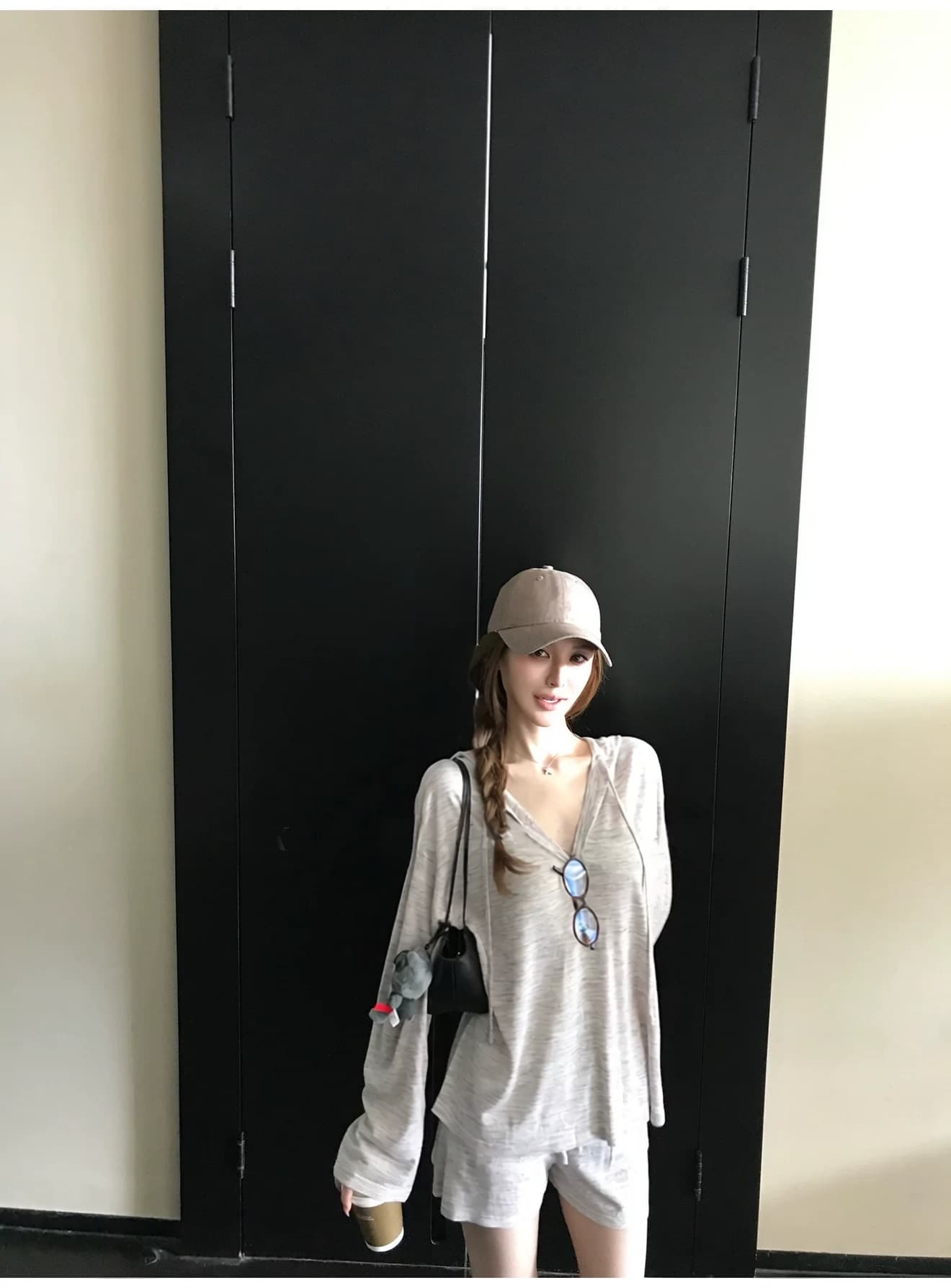 게으른 빛 산소 캐주얼 스포츠 슈트 여성 봄 여름 투피스 세트 반바지 후드티 루즈핏 가정 외출용 러닝 서비스 상세 이미지 38