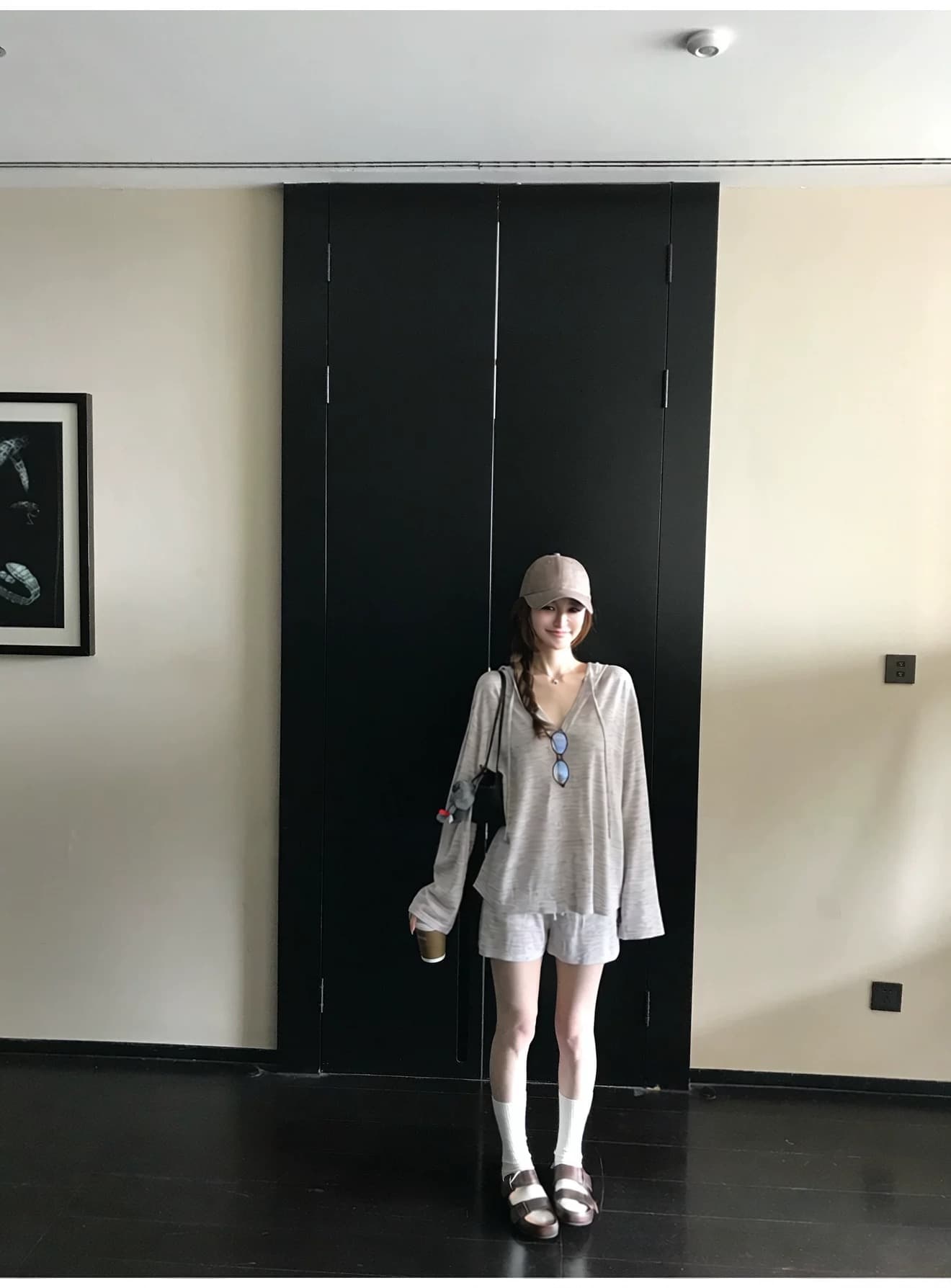 게으른 빛 산소 캐주얼 스포츠 슈트 여성 봄 여름 투피스 세트 반바지 후드티 루즈핏 가정 외출용 러닝 서비스 상세 이미지 39